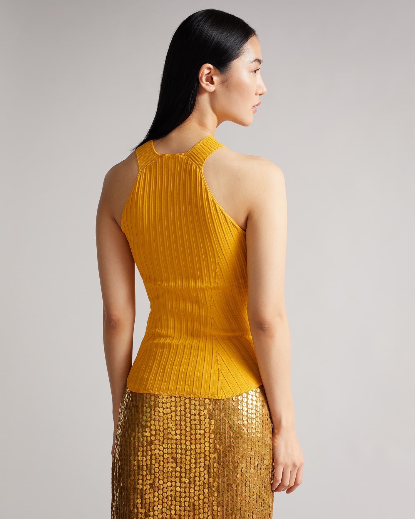 Yellow Knitted Halterneck Top Ted Baker