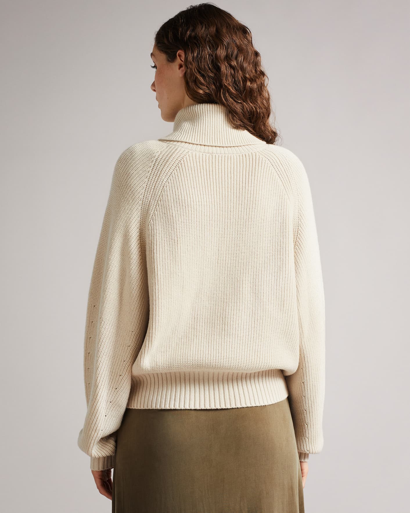 Natural Zip Front High Neck Knitted Sweater Ted Baker