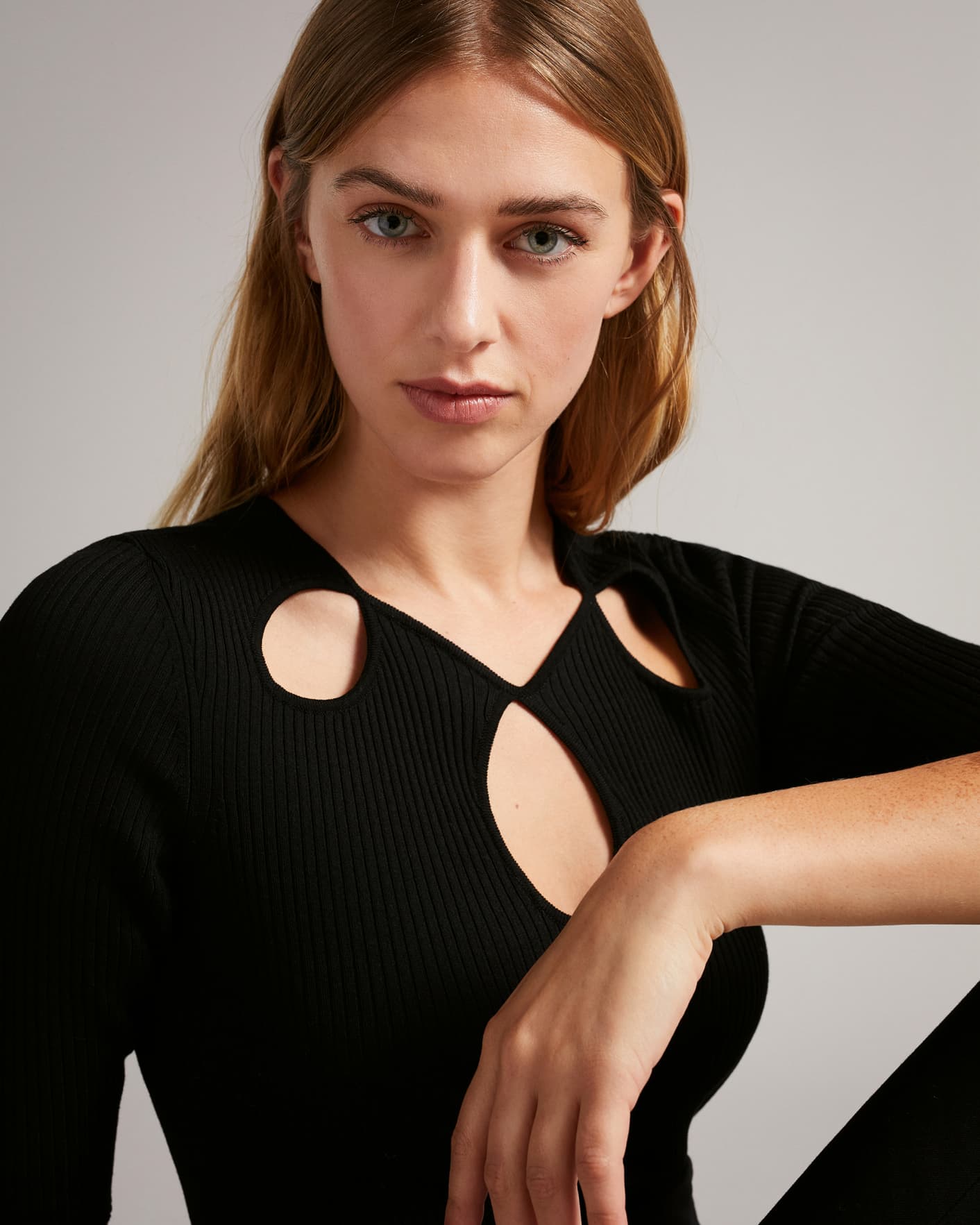 Black Knitted Bodysuit With Front Keyhole Detail Ted Baker