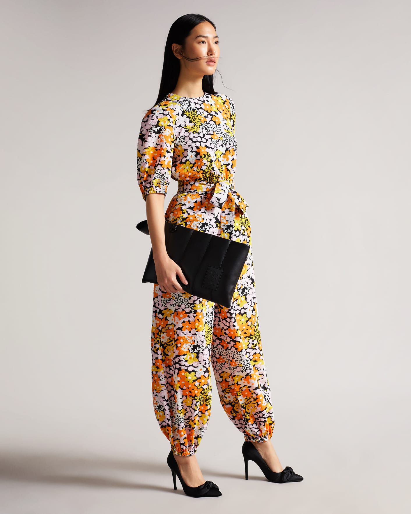 Black New World Balloon Leg Jumpsuit With Open Back Ted Baker
