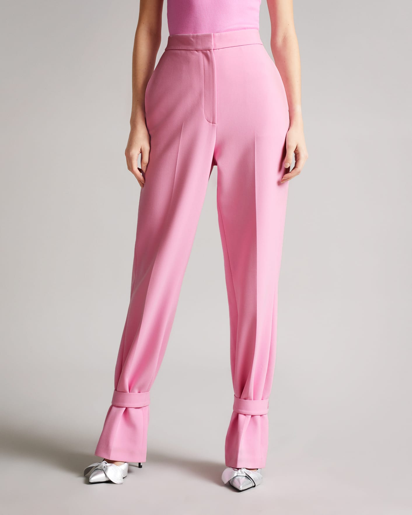 Pink Straight Leg Trouser With Ankle Tab Ted Baker
