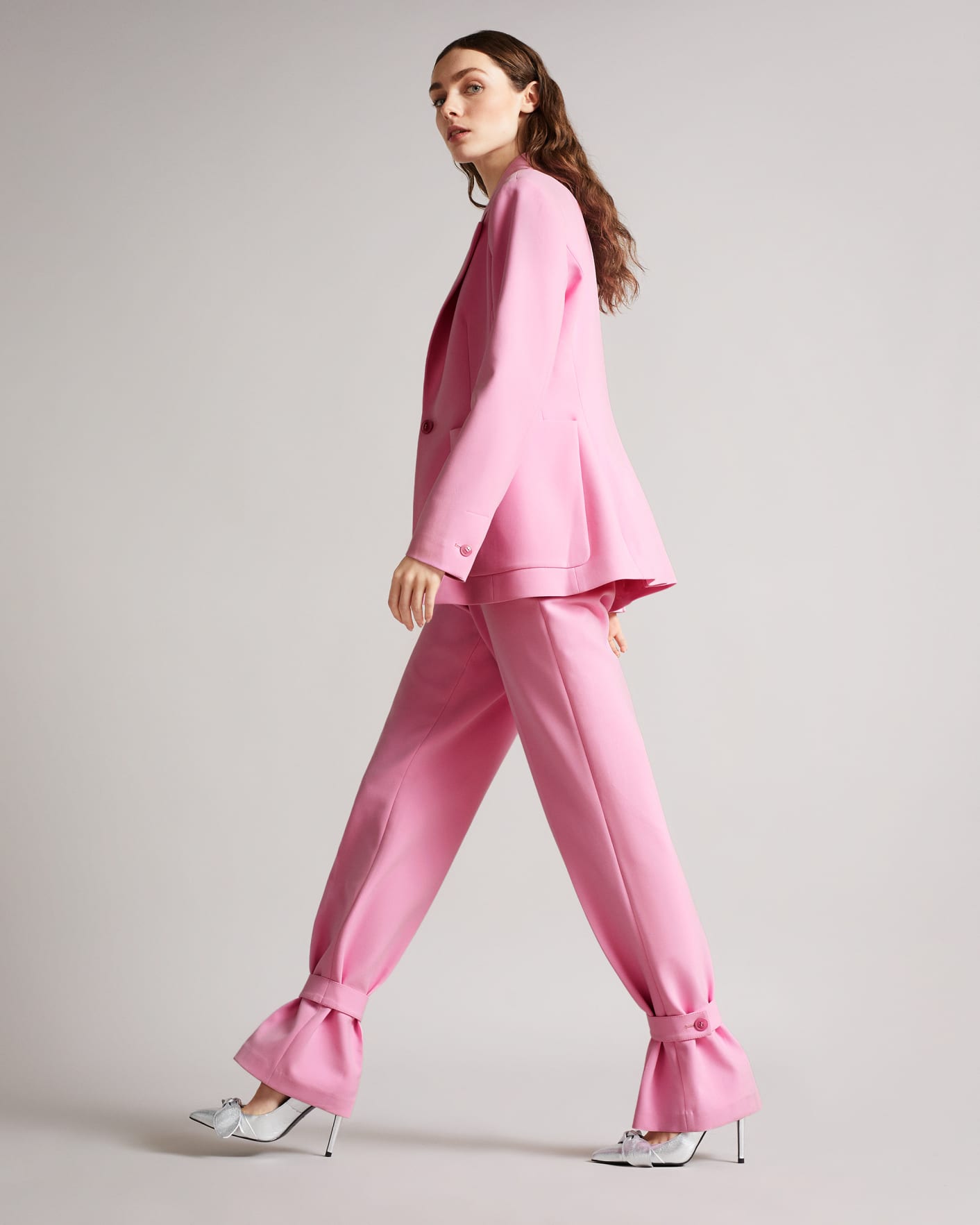 Pink Straight Leg Trouser With Ankle Tab Ted Baker