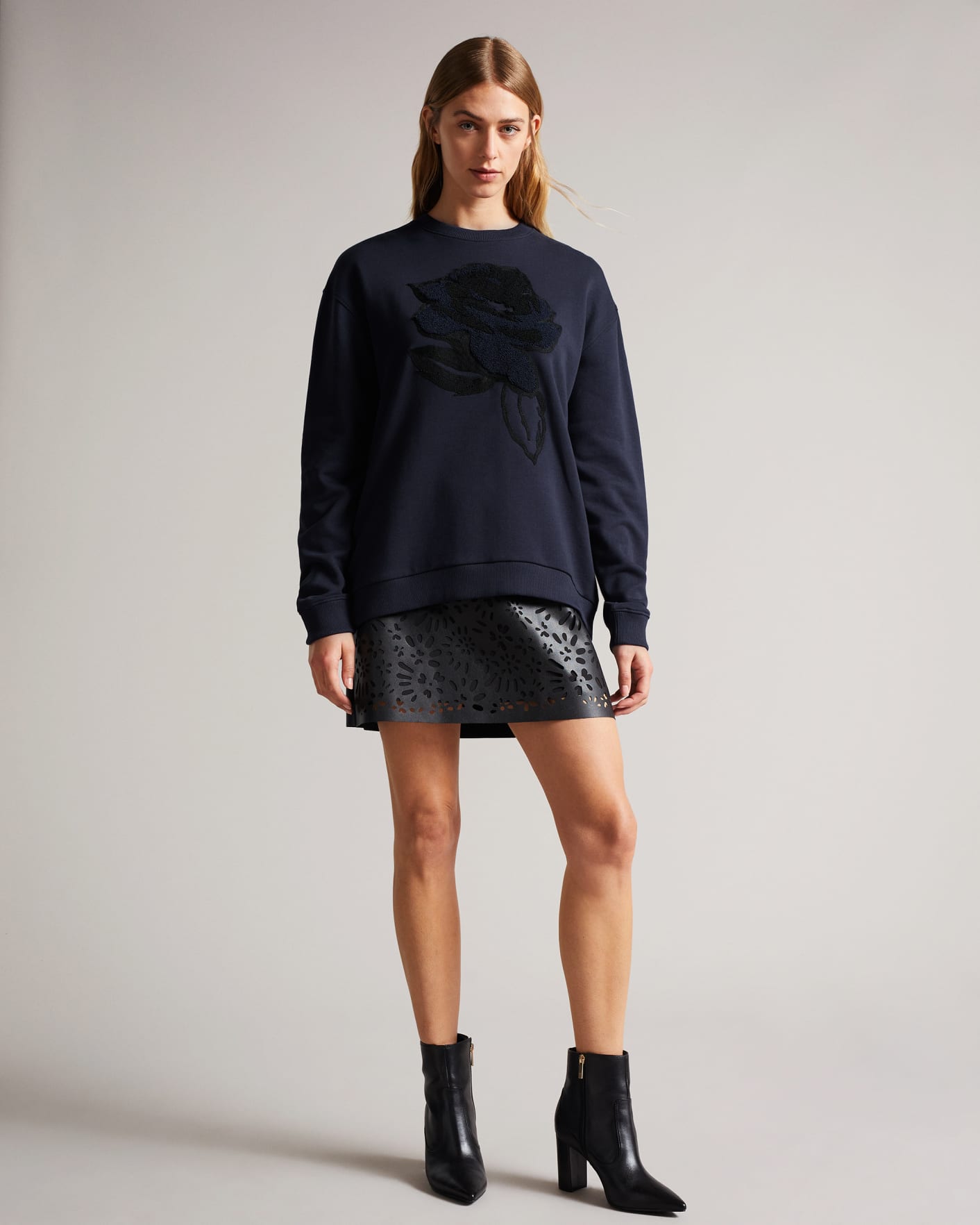 Navy Flower Graphic Sweat Ted Baker