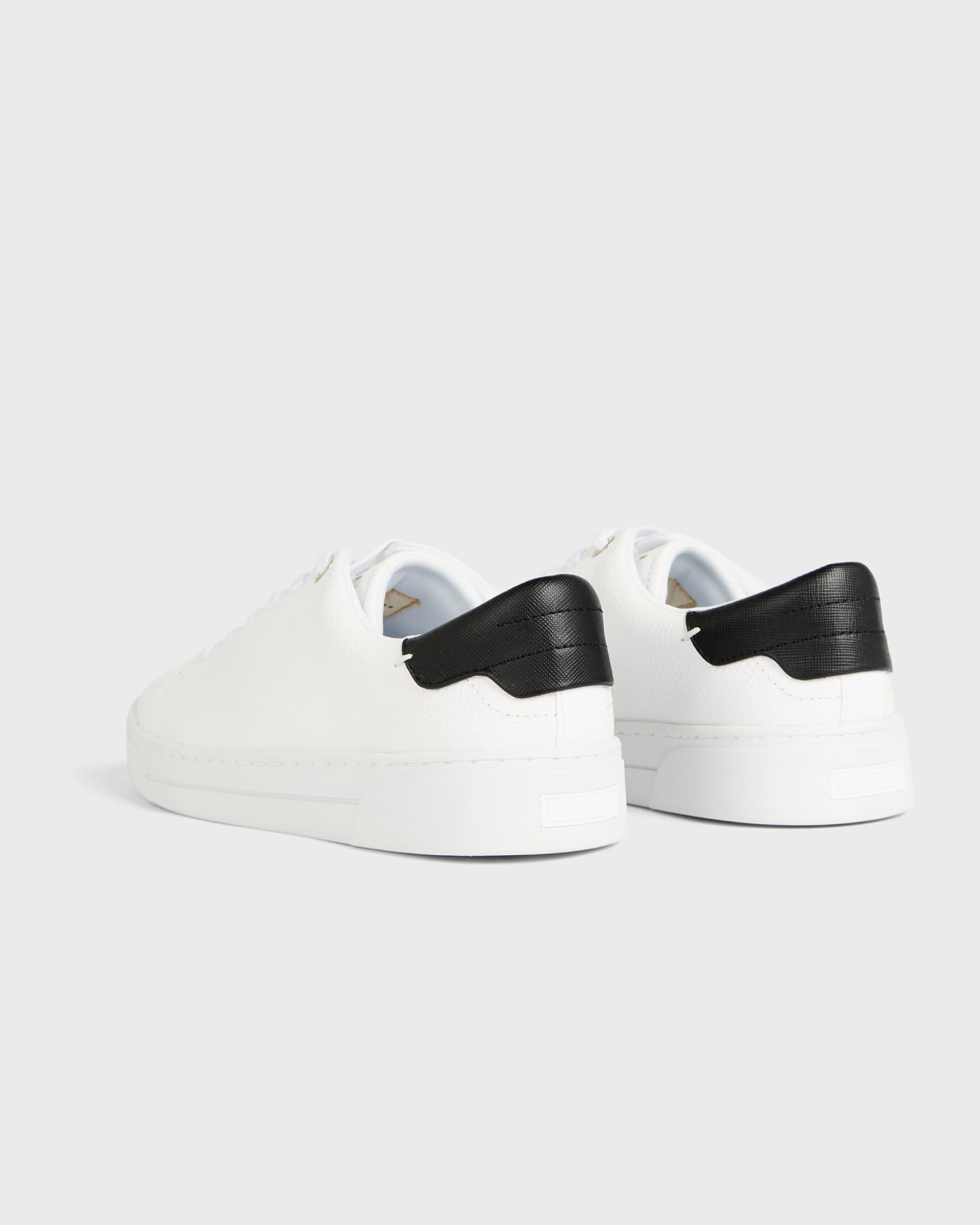 White-Black Tumbled Leather Trainers Ted Baker