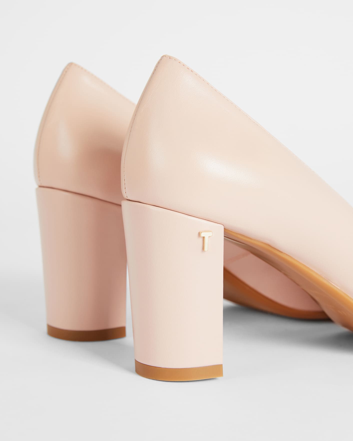 Dusky Pink Leather 70mm Block Heel Court Shoe Ted Baker
