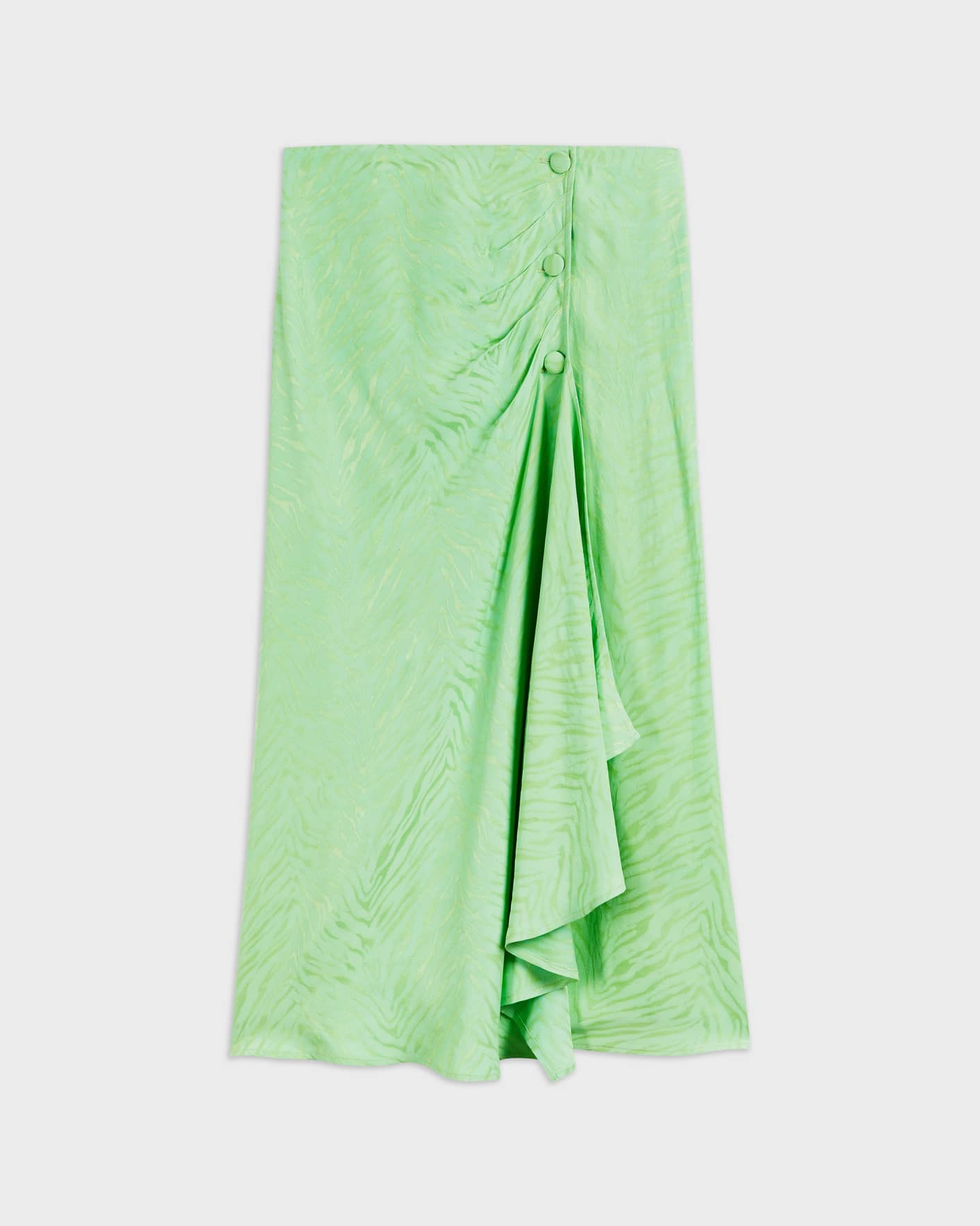 Light Green Button Front Skirt With Split Ted Baker