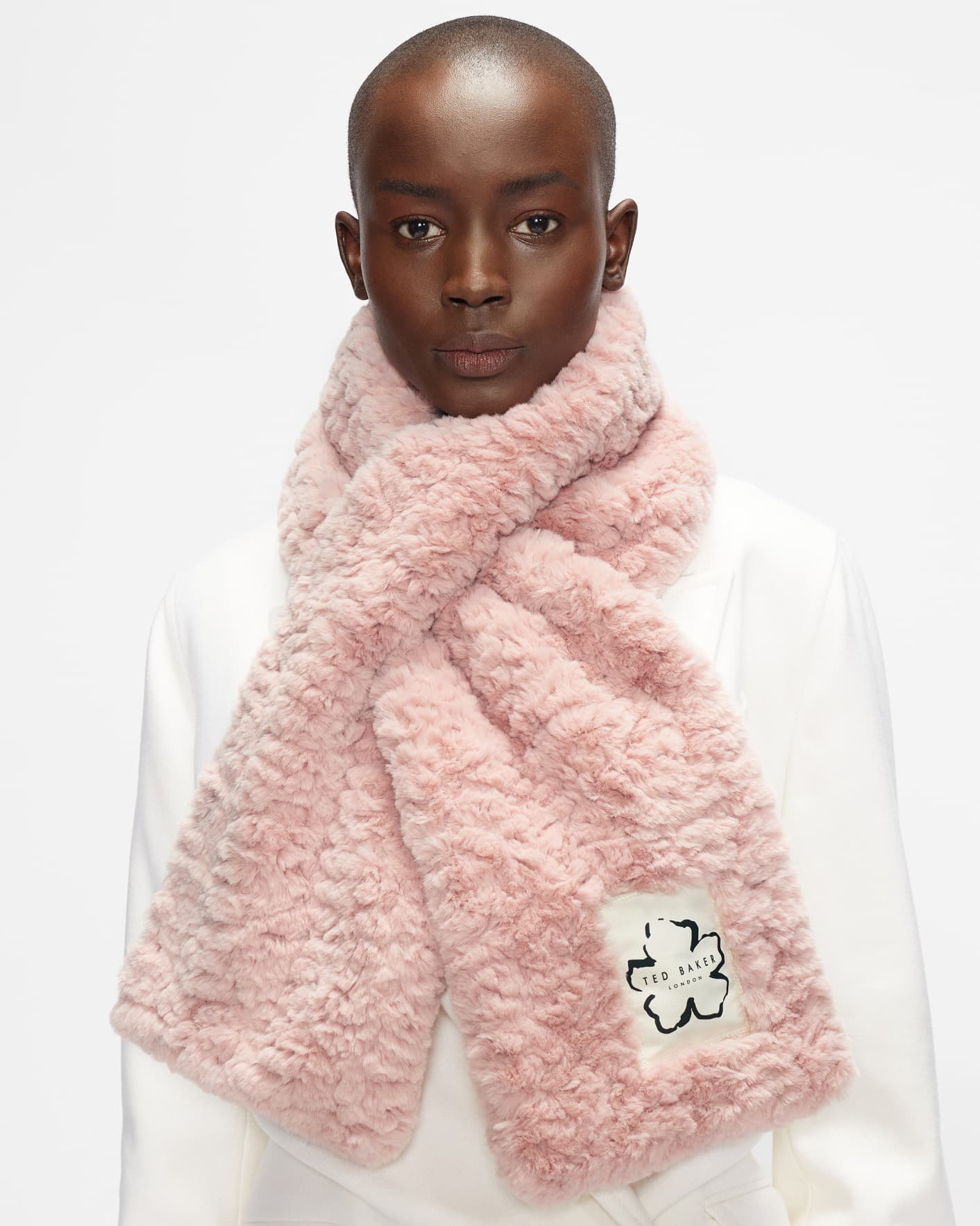 Pale Pink Faux fur wide scarf Ted Baker