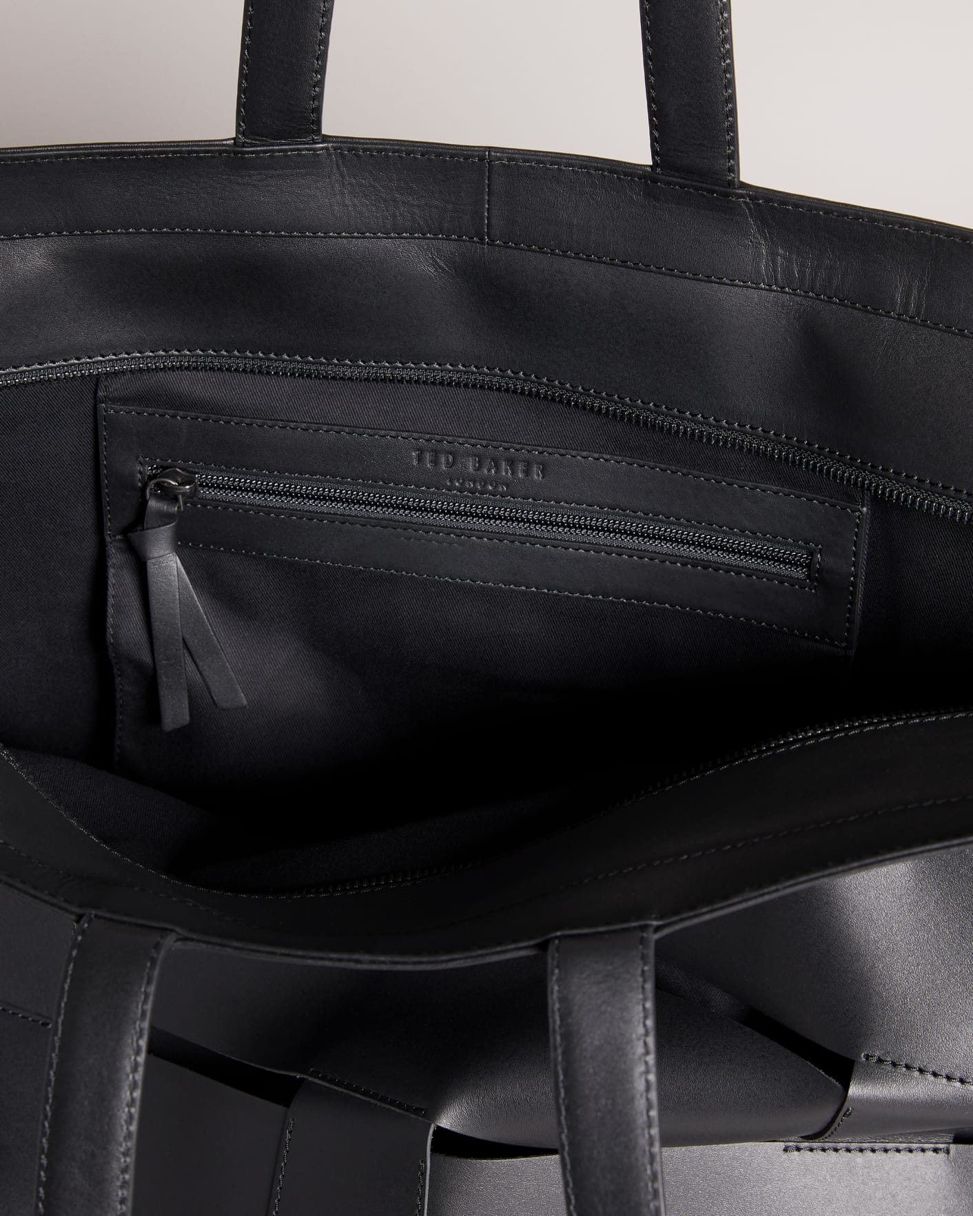 Black Leather T Woven Tote Bag Ted Baker