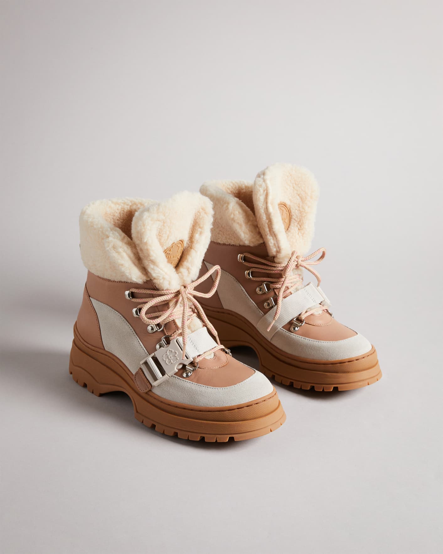 Light Brown Faux Shearling Hiker Boot Ted Baker