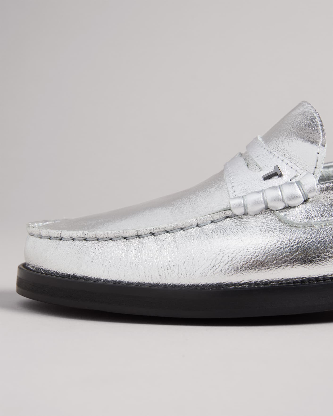 Silver Metallic Leather Loafer Ted Baker
