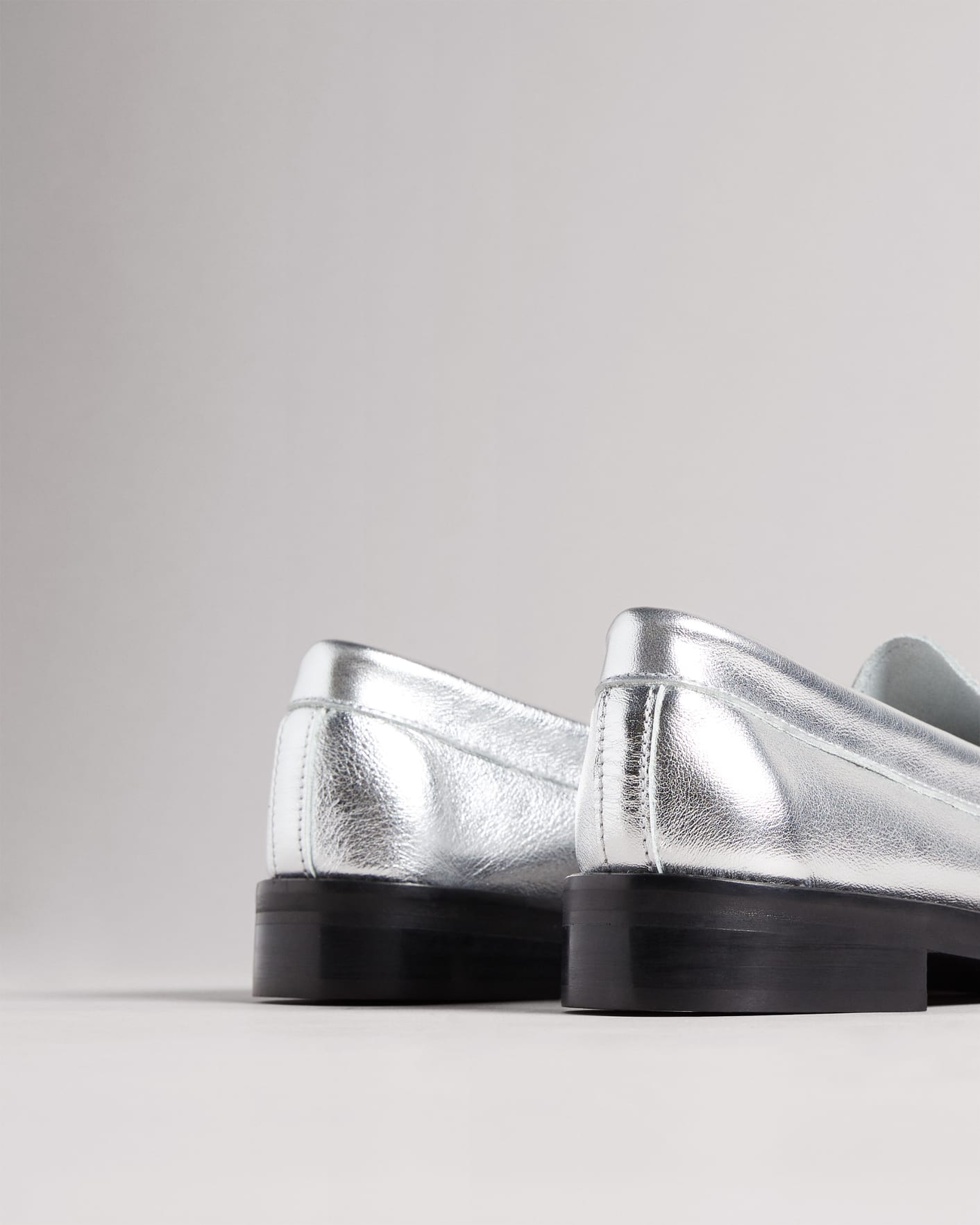 Silver Metallic Leather Loafer Ted Baker