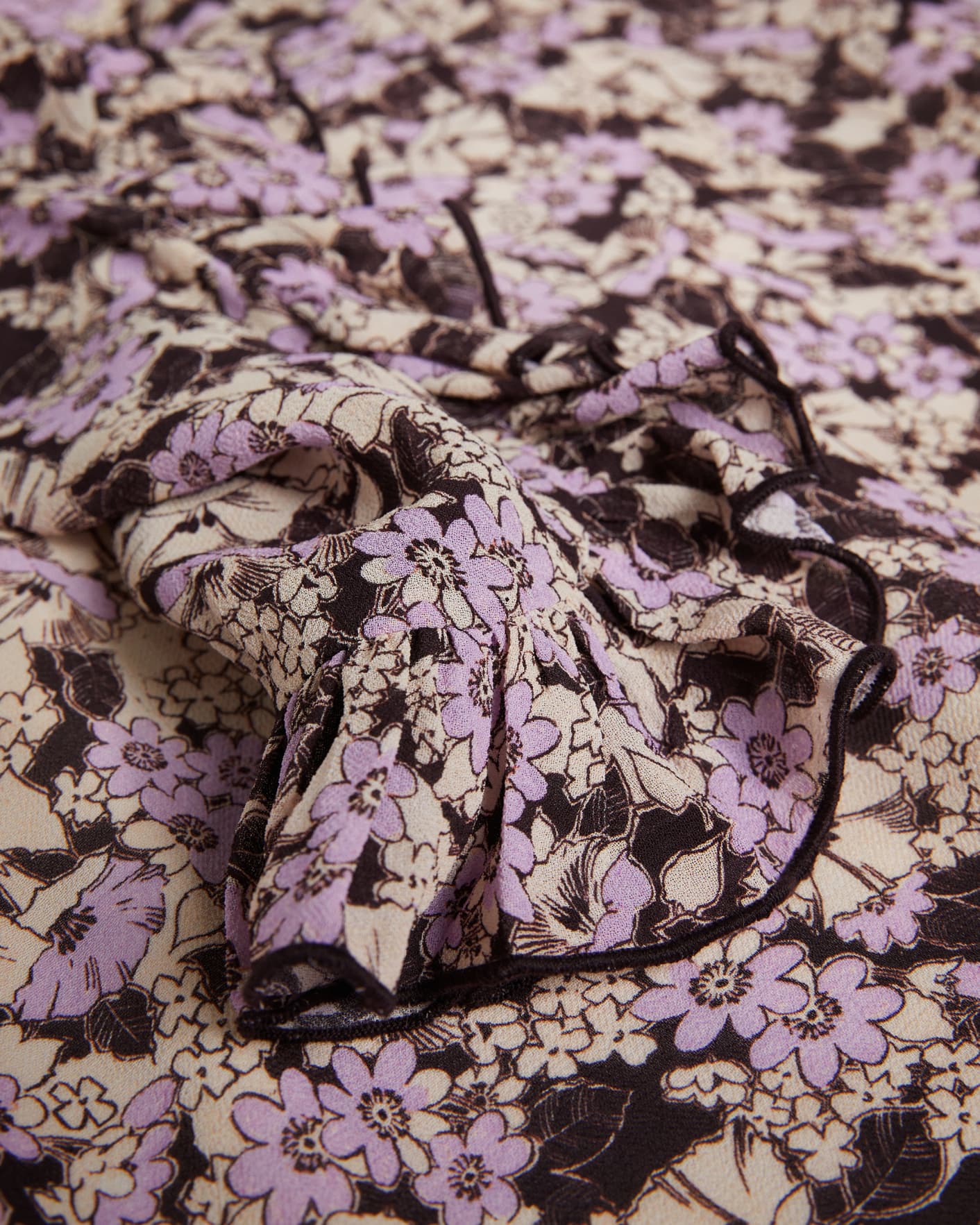 Dark Brown MIB Frill Sleeve Floral Dress Ted Baker