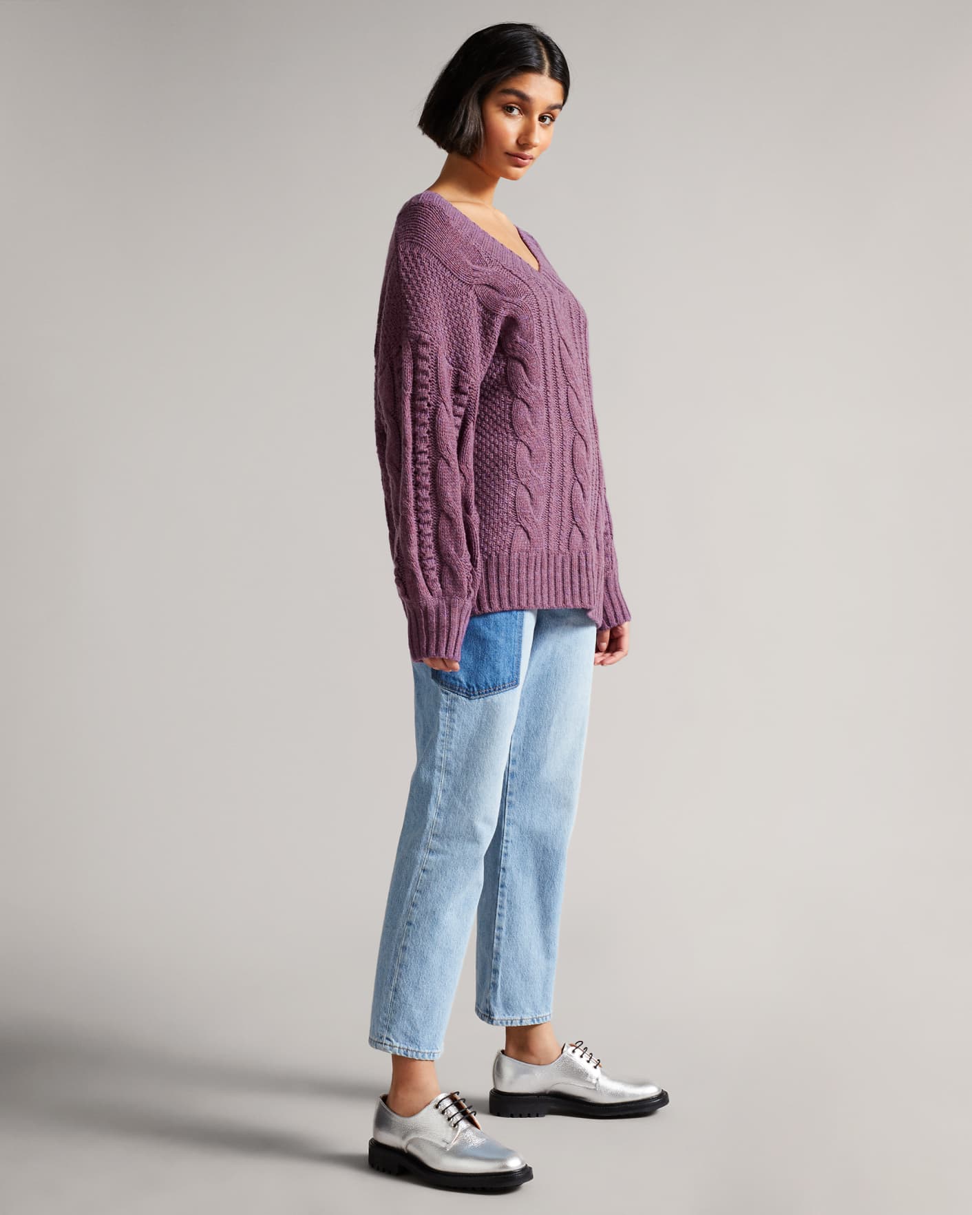 Lilac MIB Cable Bobble Knit Jumper Ted Baker