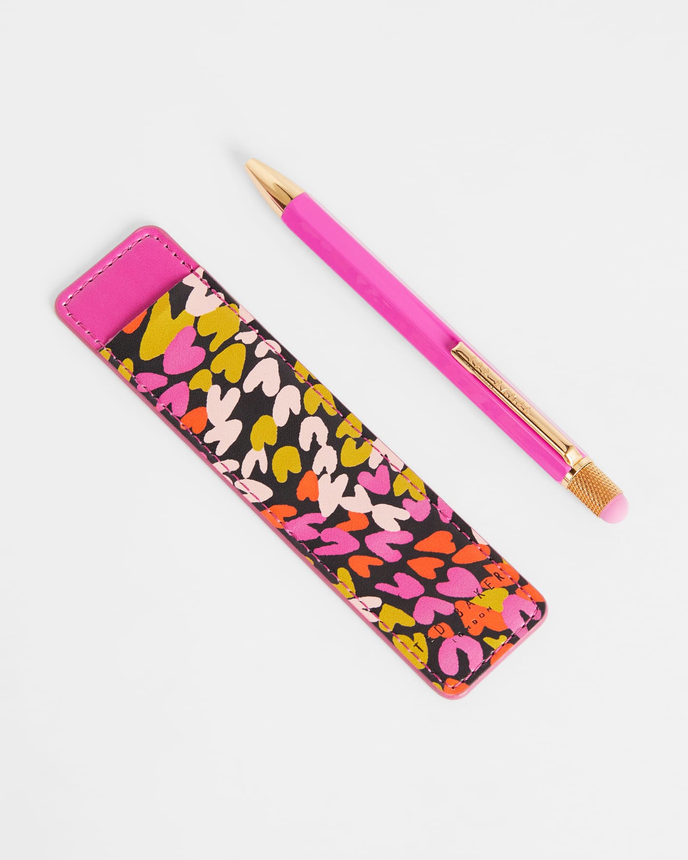 Black Love Heart Printed Touch Pen And Pouch Ted Baker
