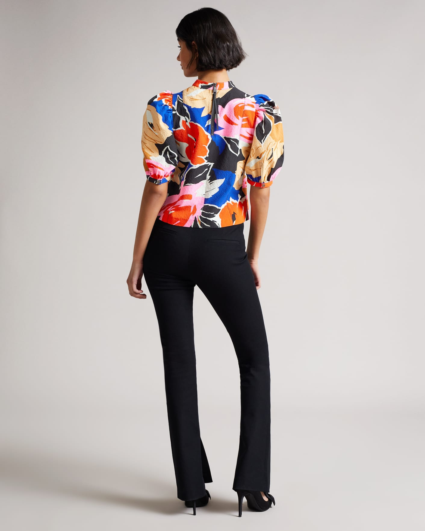 Black Puff Sleeve Top With Seam Detailing Ted Baker