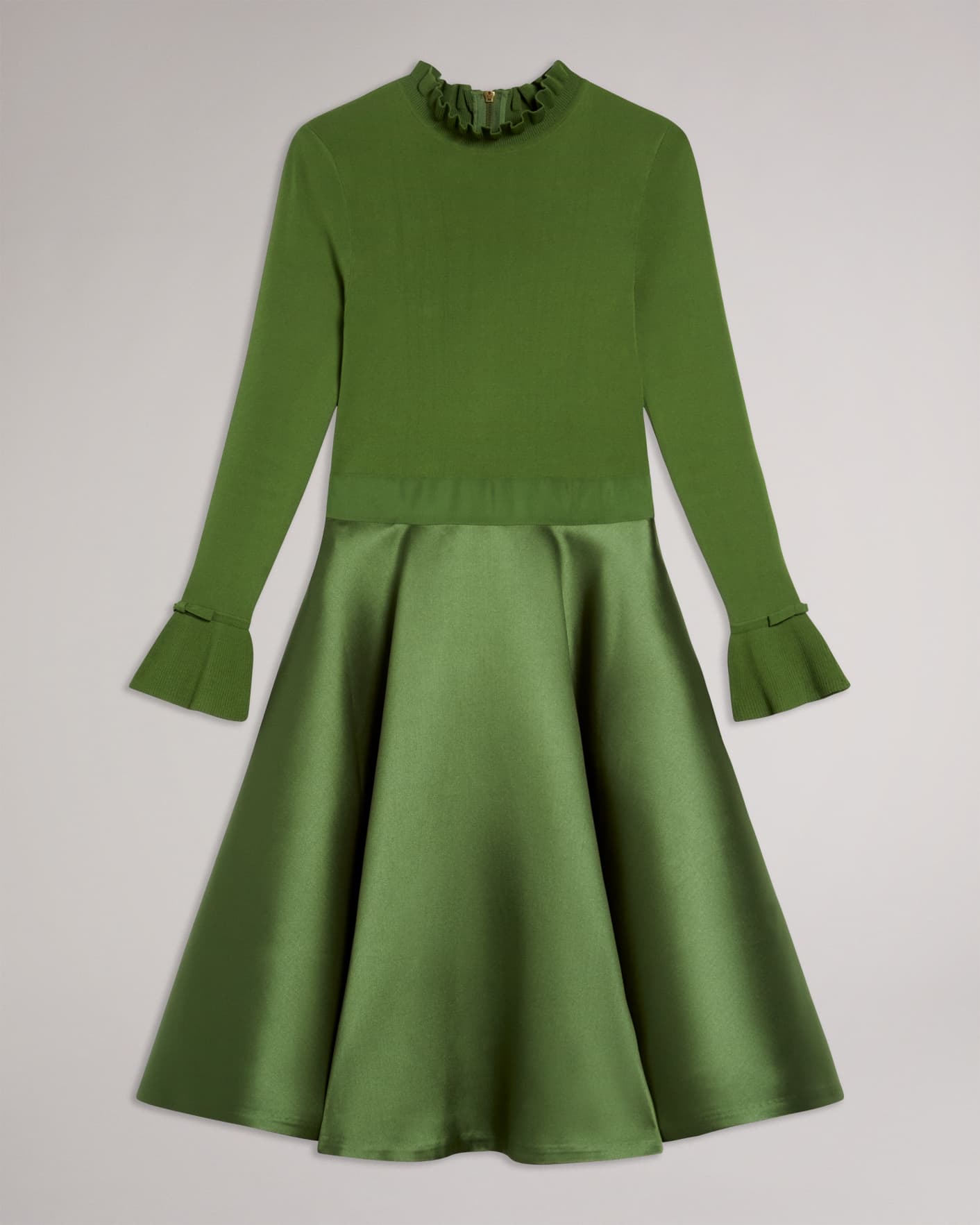 Green Knitted Frill Full Skirt Dress Ted Baker