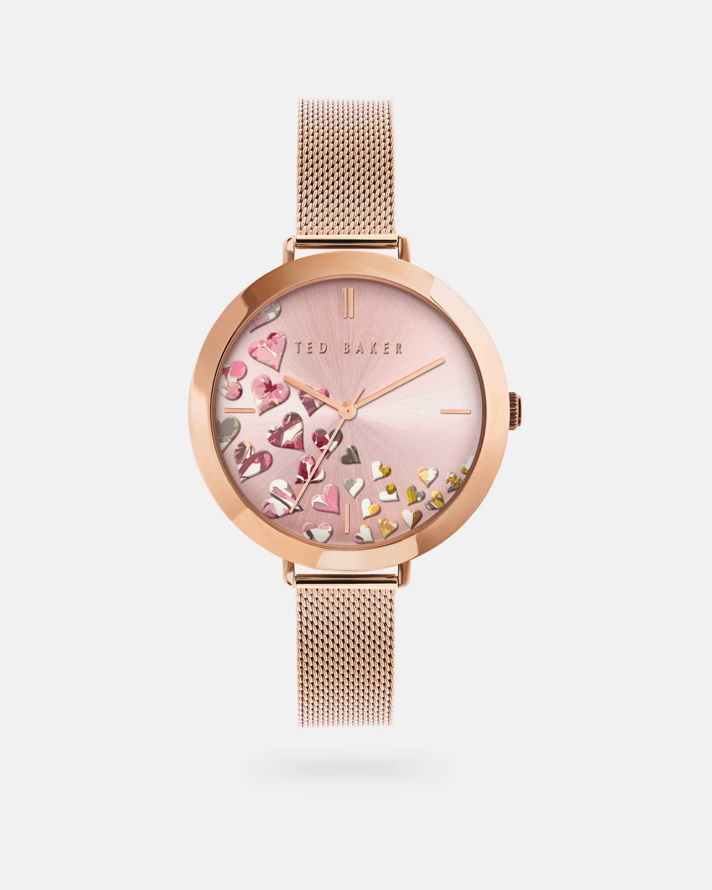 Rose Gold Colour Heart dial mesh strap watch Ted Baker