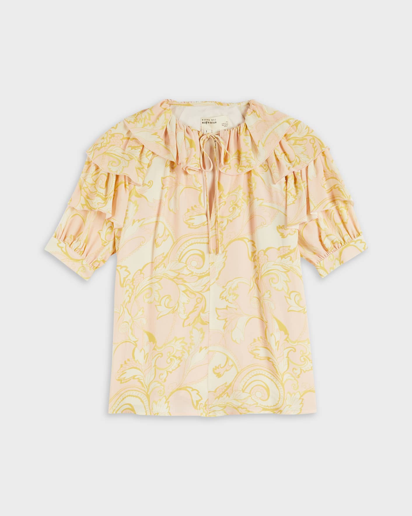 Light Yellow MIB Frill Printed Top Ted Baker