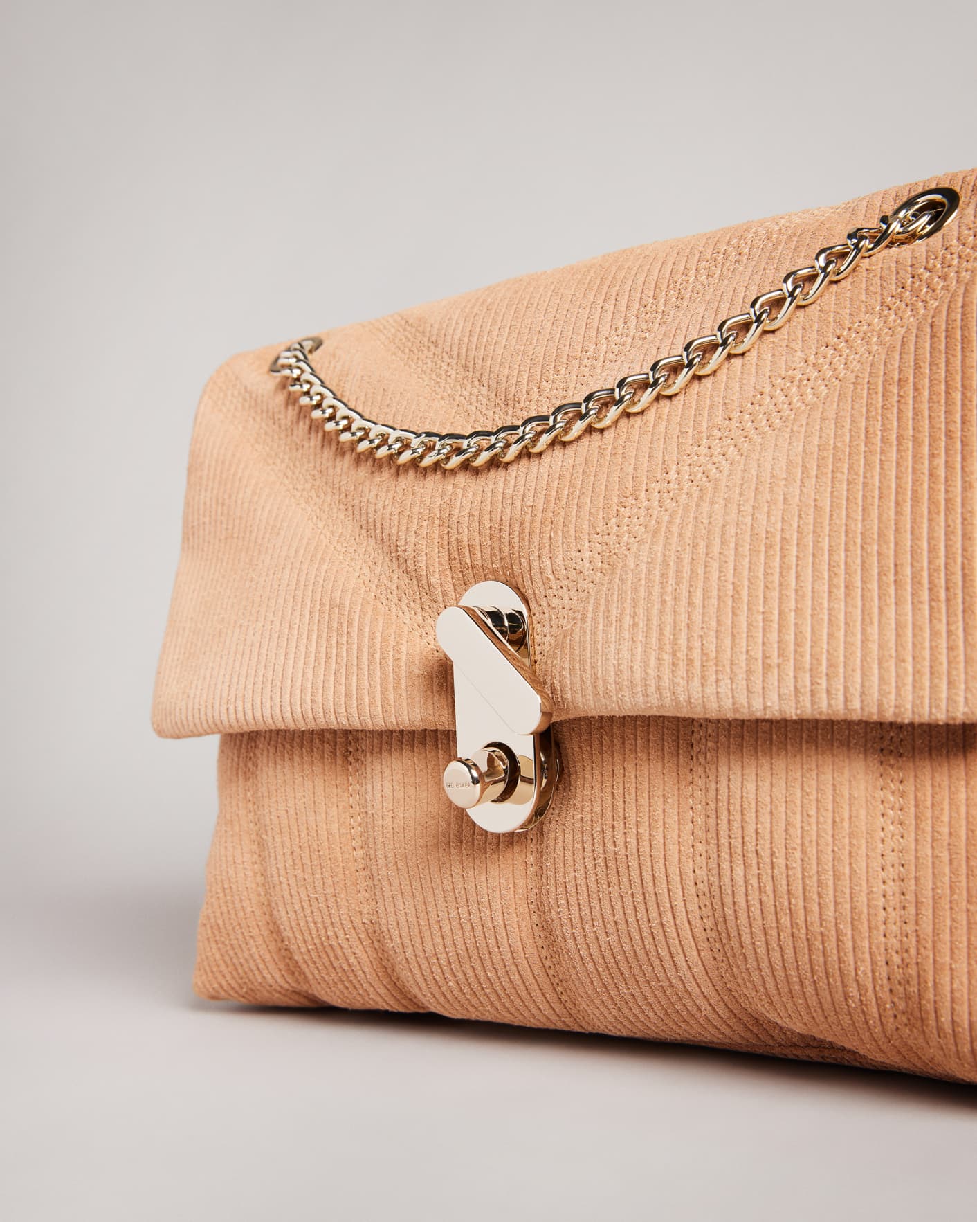 Camel Leather Puffer Quilt Detail Crossbody Bag Ted Baker