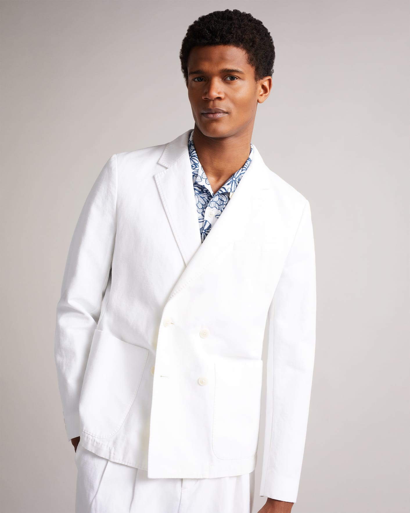 White Ottoman Double Breasted Blazer Ted Baker