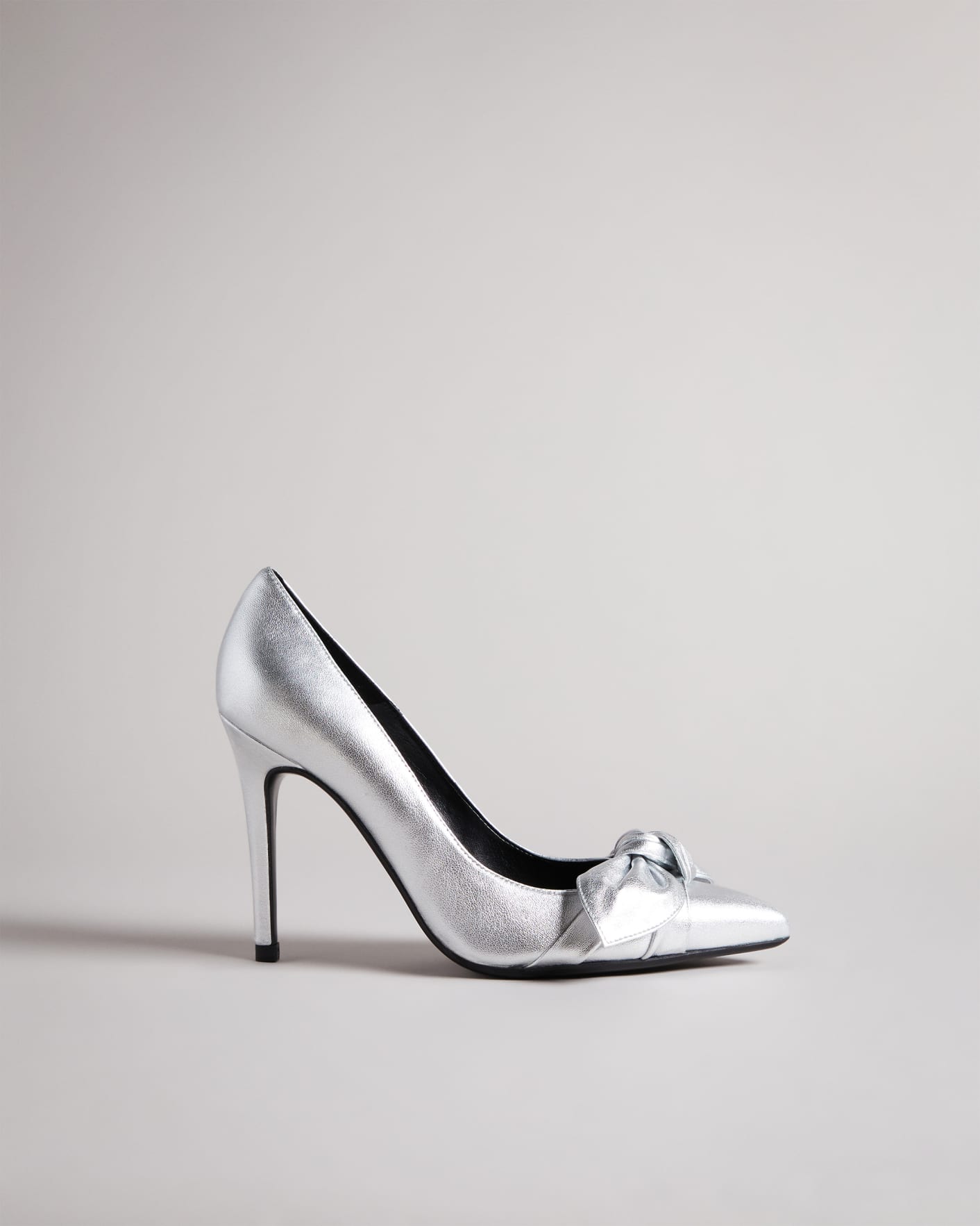 Silver Leather Bow 100mm Court Shoe Ted Baker