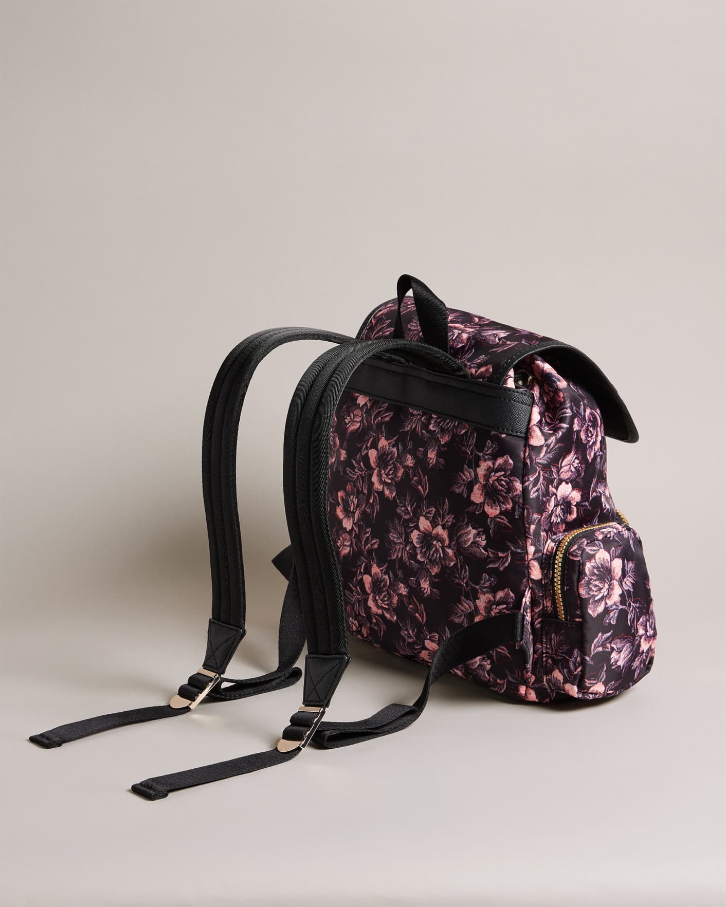 Black Floral Printed Backpack Ted Baker