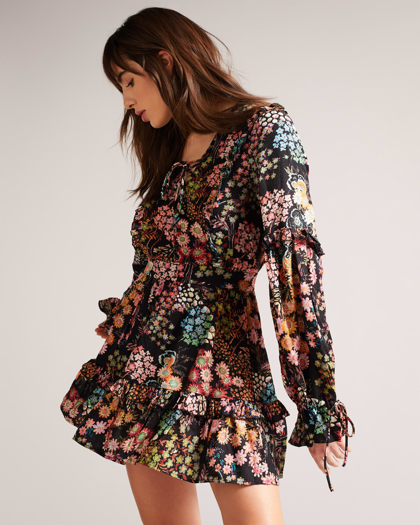 Black Mini Dress With Ruffle Details Ted Baker