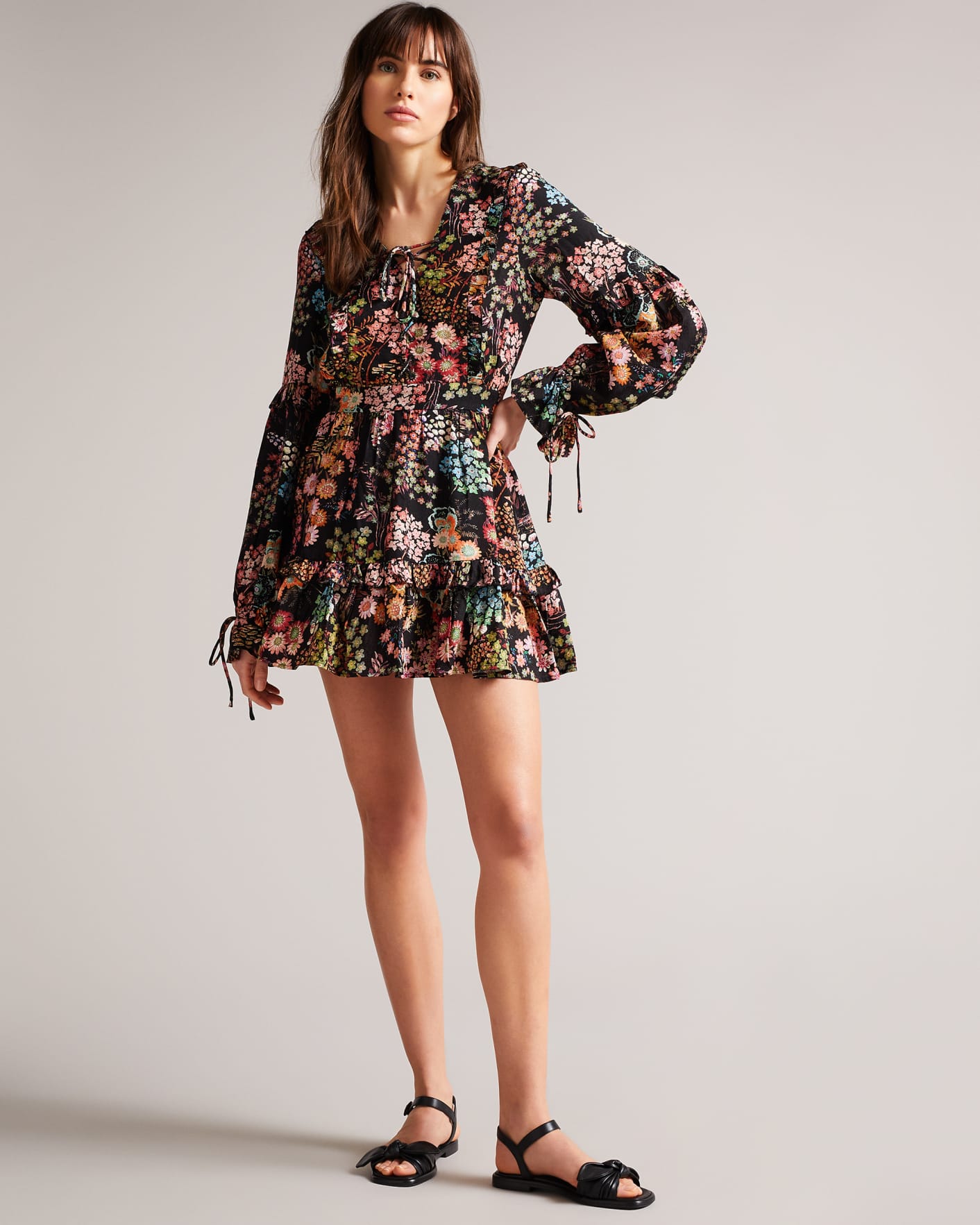 Black Mini Dress With Ruffle Details Ted Baker