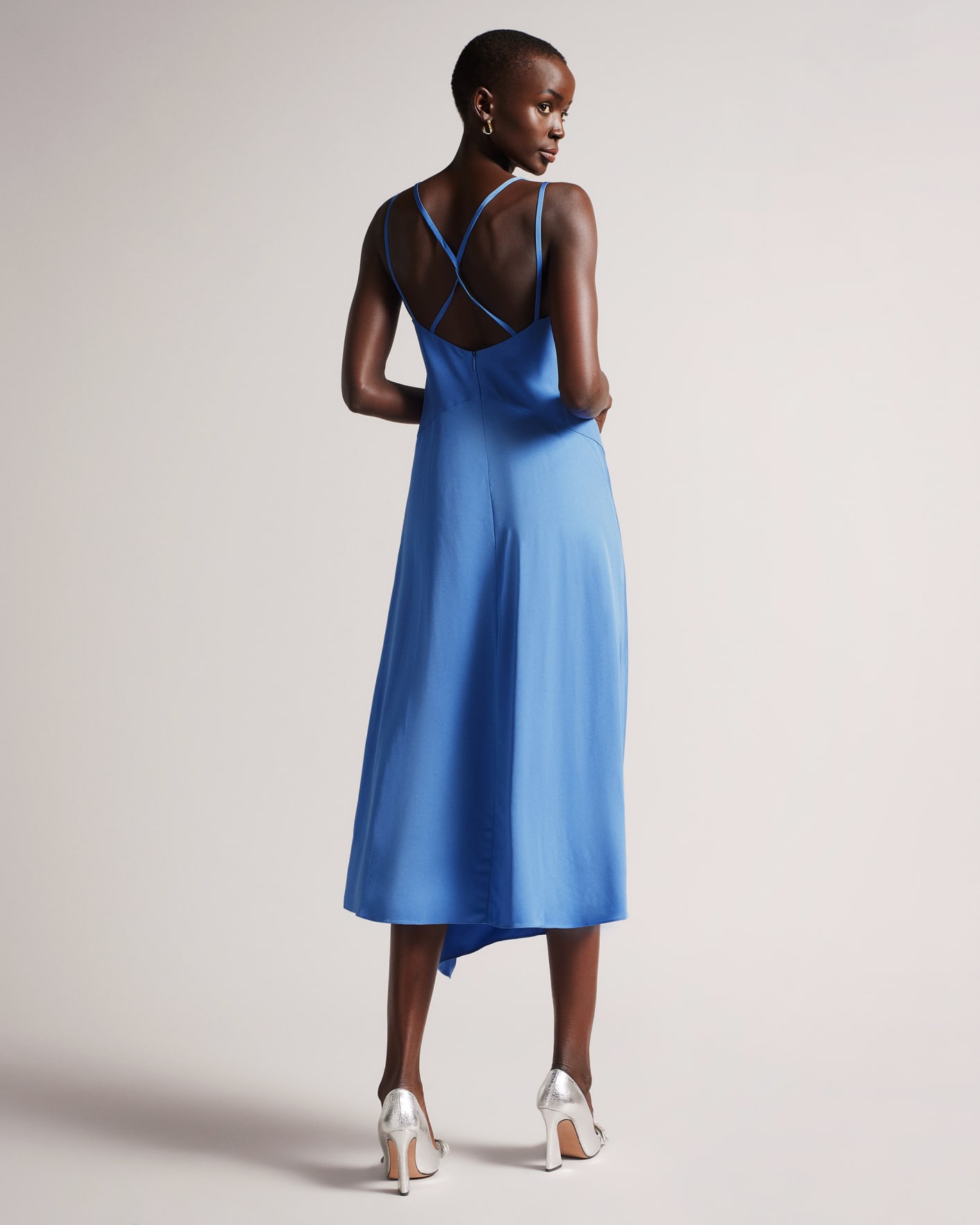Light Blue Asymmetric Panelled Midi Slip Dress Ted Baker