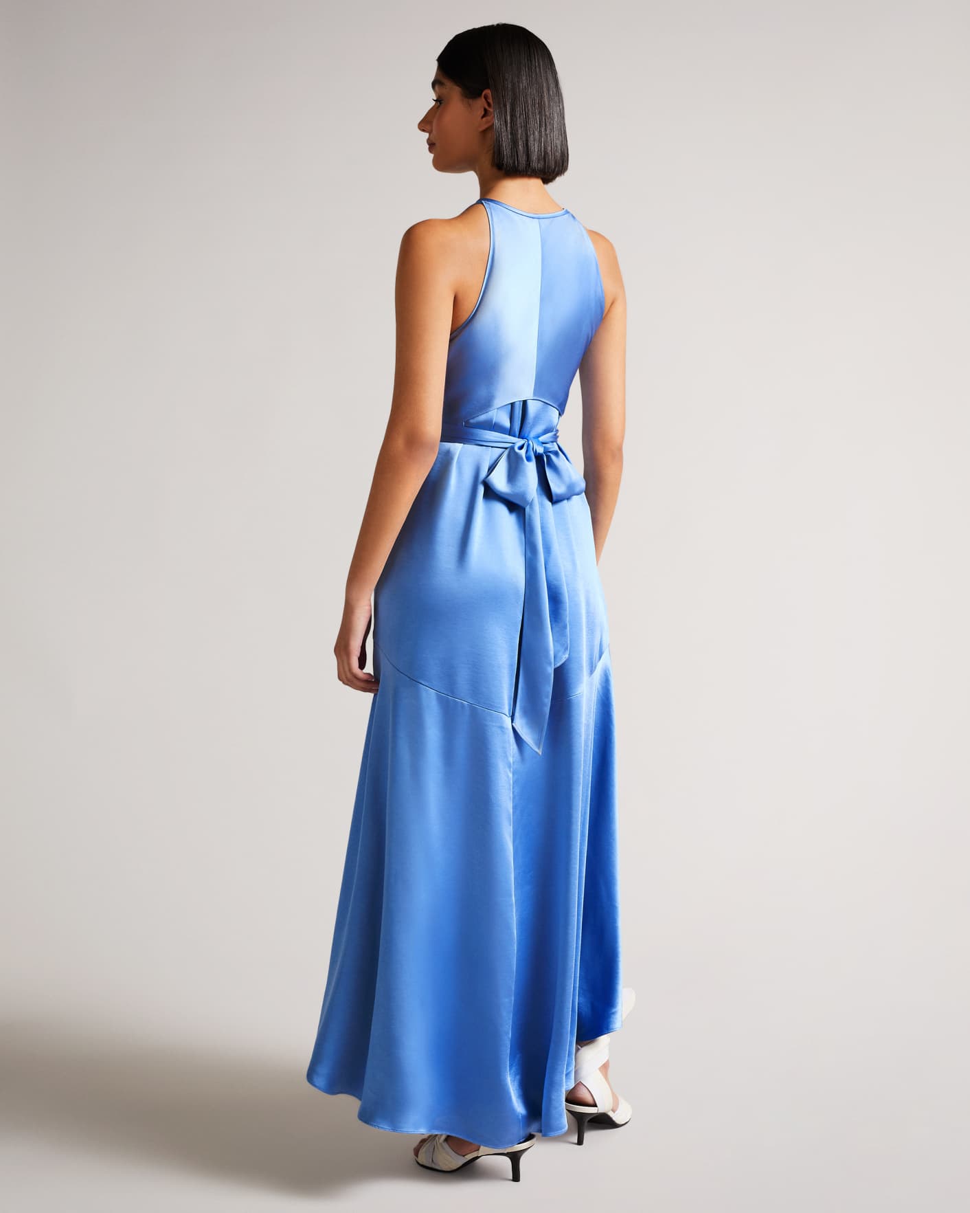 Light Blue High Low Halter Dress With Integral Tie Ted Baker