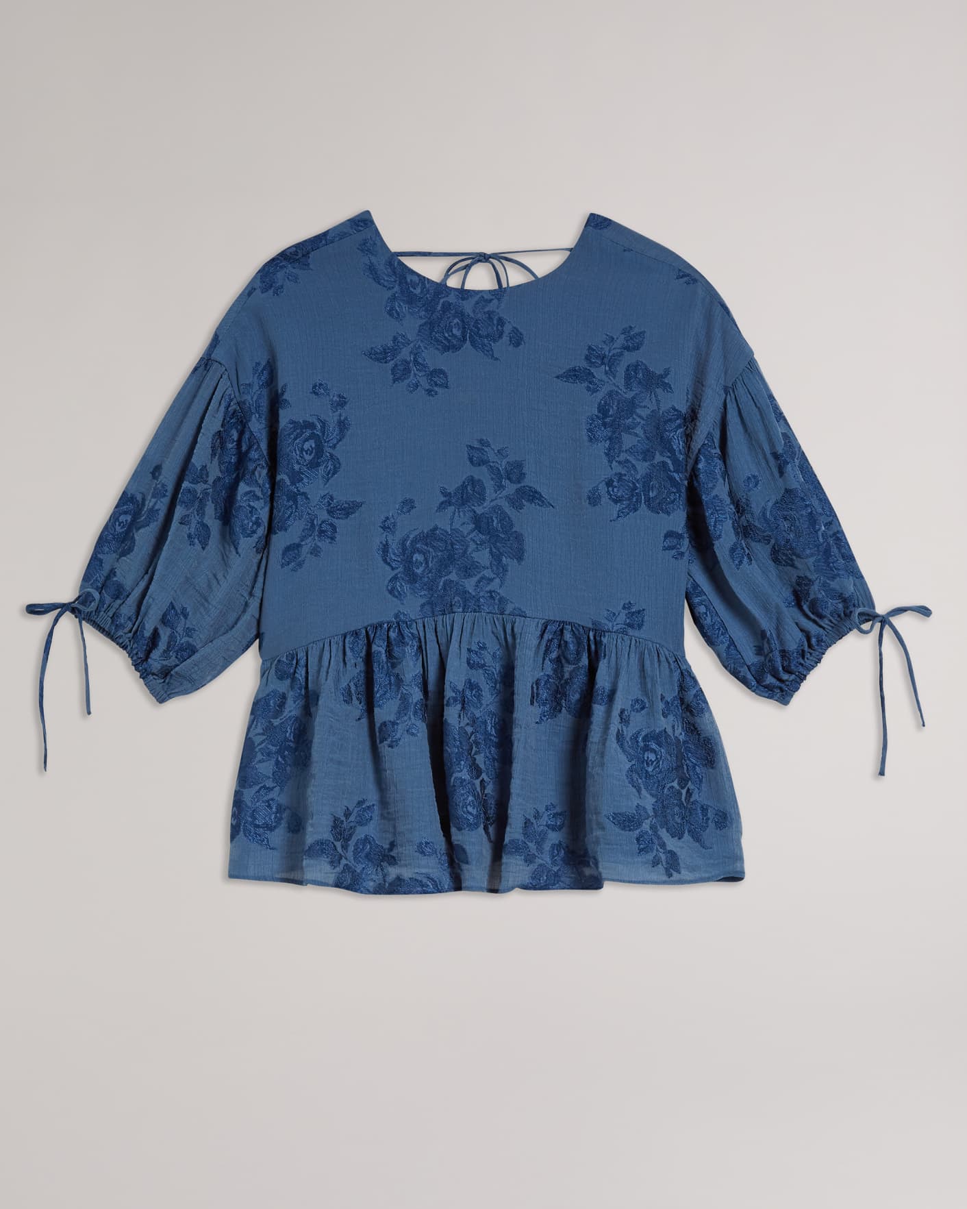 Dark Blue Exaggerated Puff Sleeve Top Ted Baker