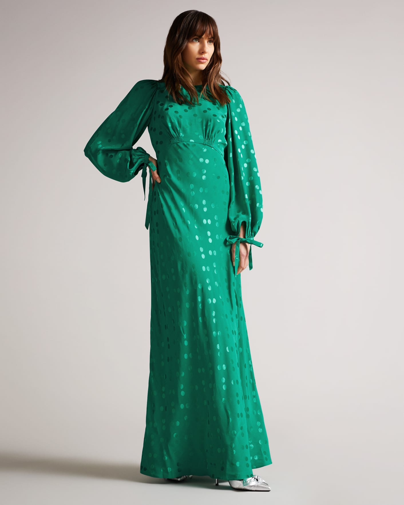 Medium Green Maxi Dress with Seam Detailing Ted Baker