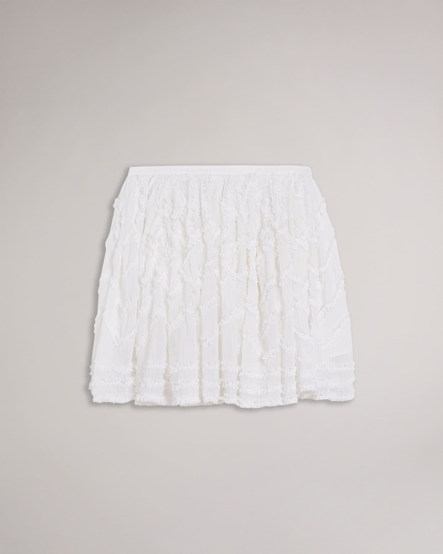 White Full Mini Skirt With Micro Ruffle Detail Ted Baker