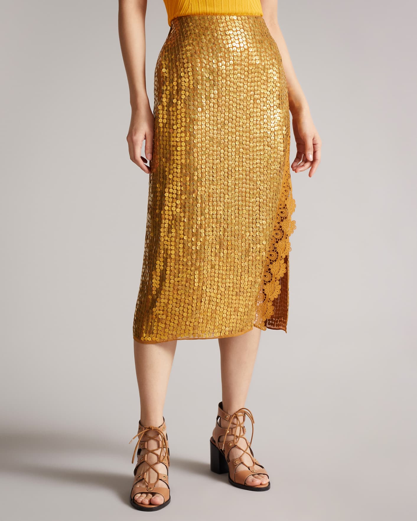 Bronze Sequin Column Slip Skirt Ted Baker