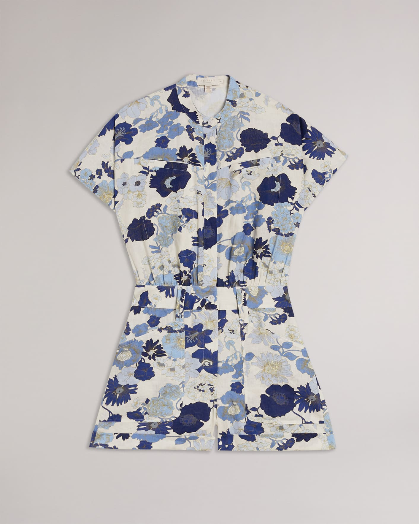 Dark Blue Printed Playsuit With Utility Pocket Ted Baker