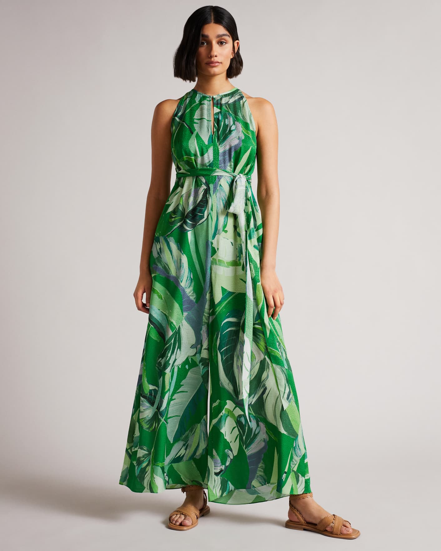 Green Halterneck Jumpsuit With Wrap Bodice Detail Ted Baker