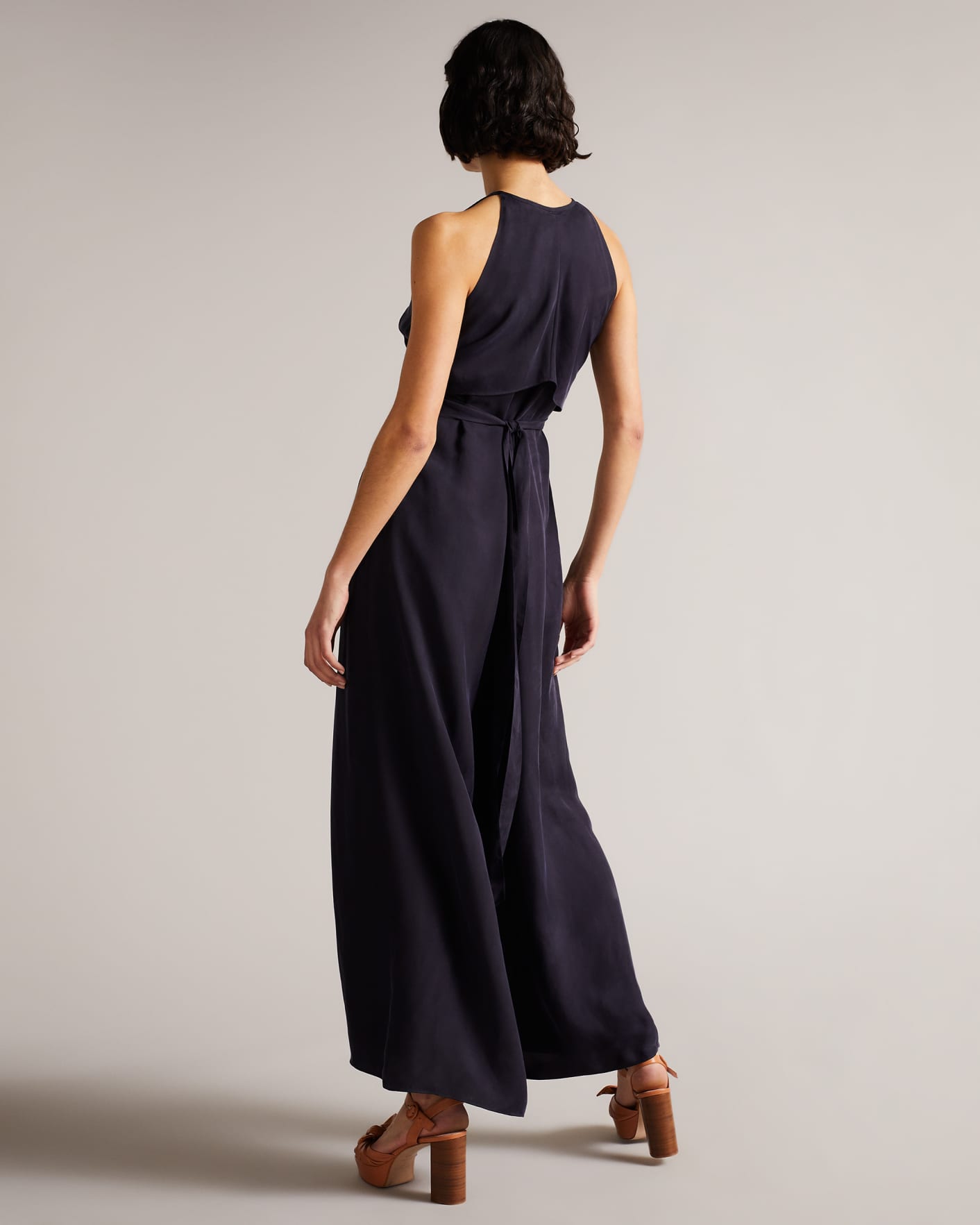 Navy Halterneck Jumpsuit With Wrap Bodice Ted Baker