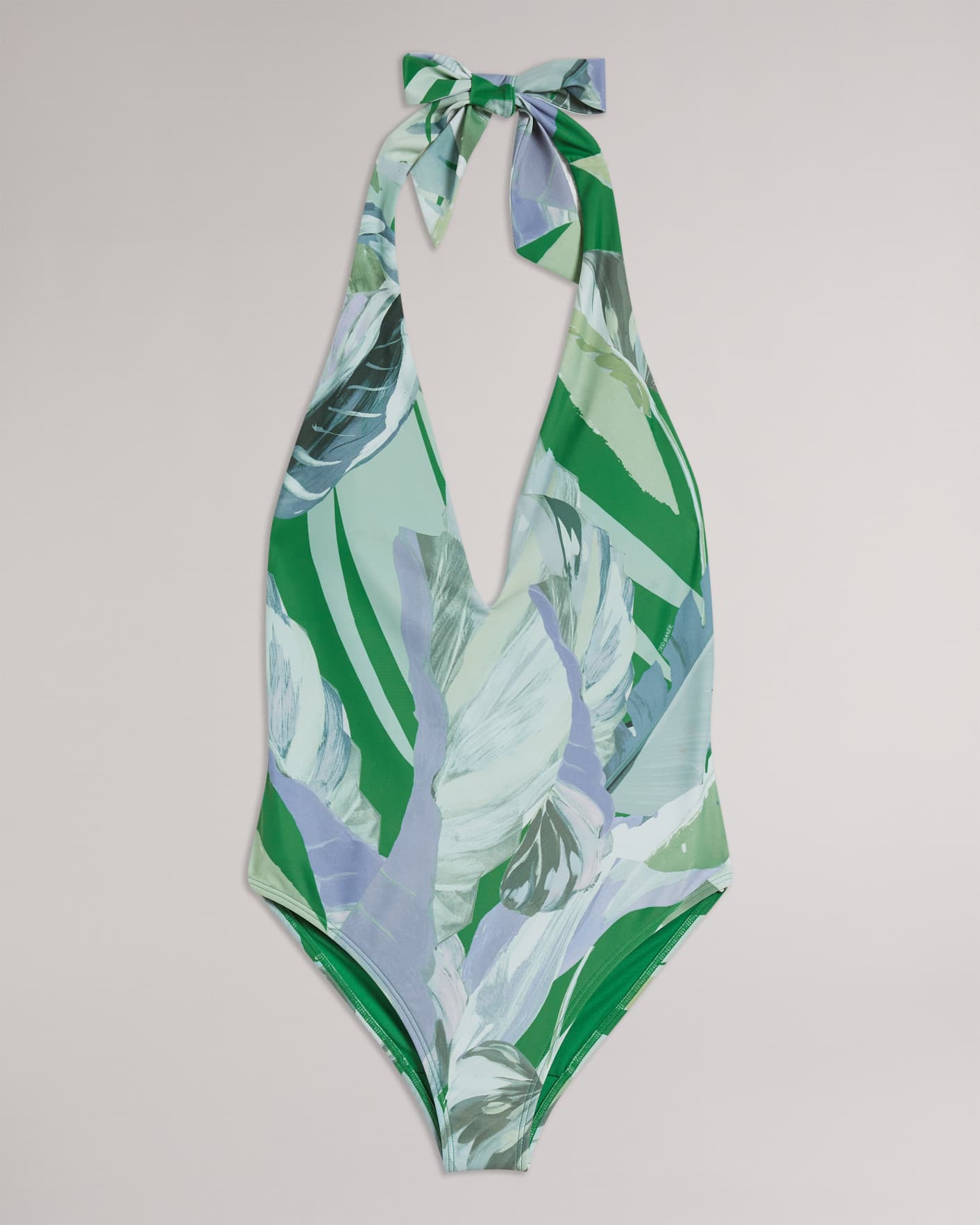 Green Leaf Print Halter Swimsuit Ted Baker