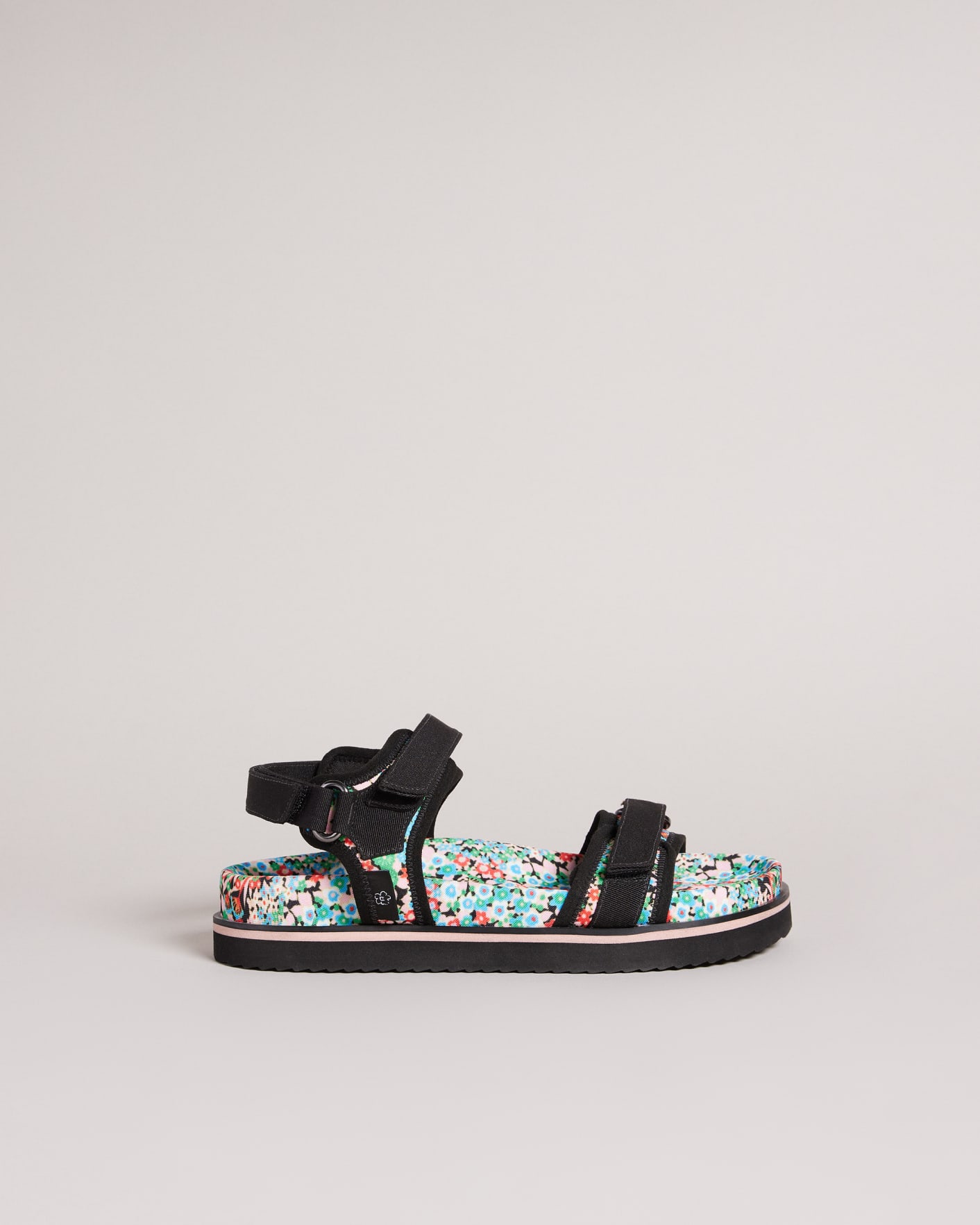 Black Flirty Texture Ditsy Floral Sports Sandals Ted Baker