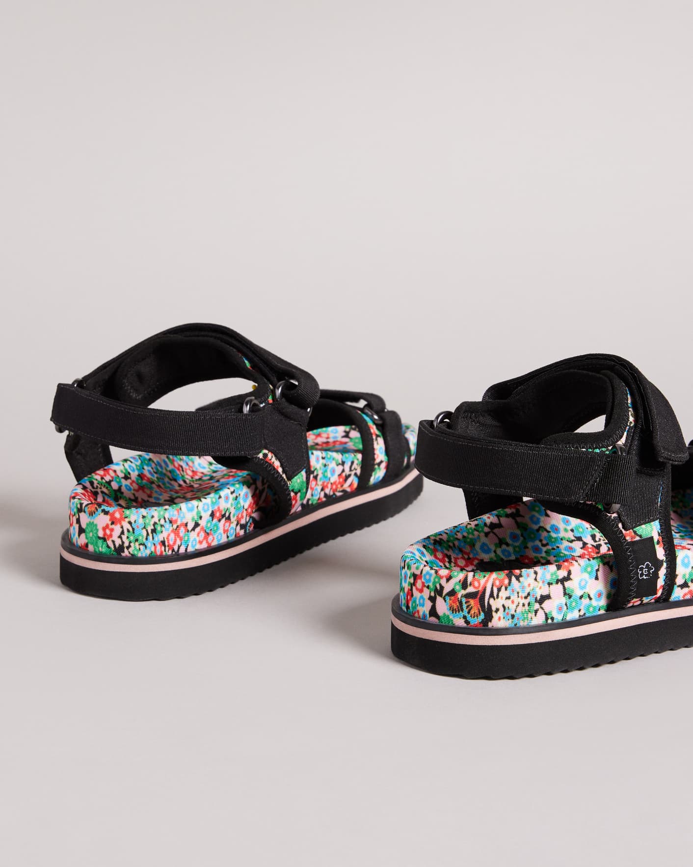 Black Flirty Texture Ditsy Floral Sports Sandals Ted Baker