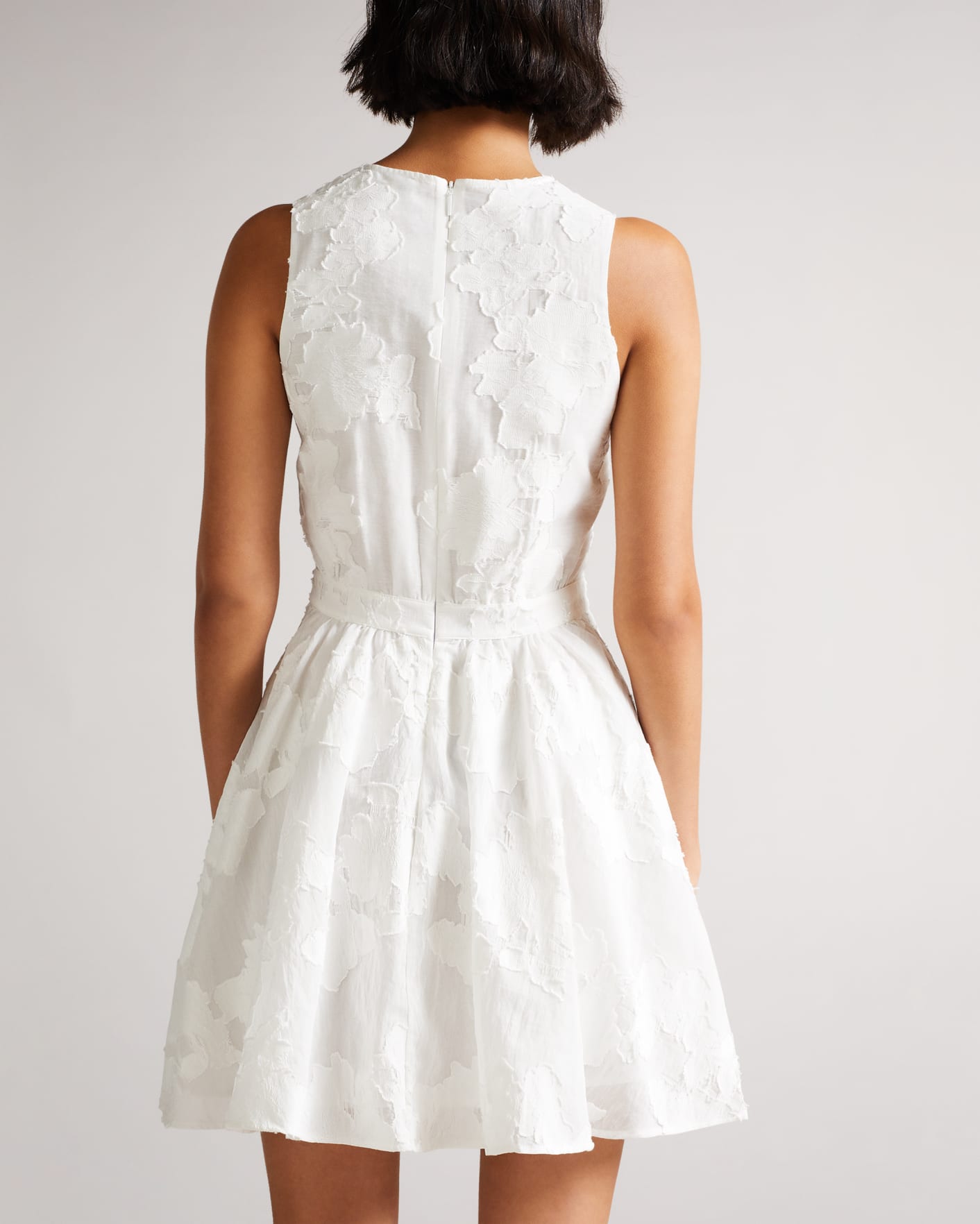 White Flippy Mini Dress With Neck Tie Ted Baker