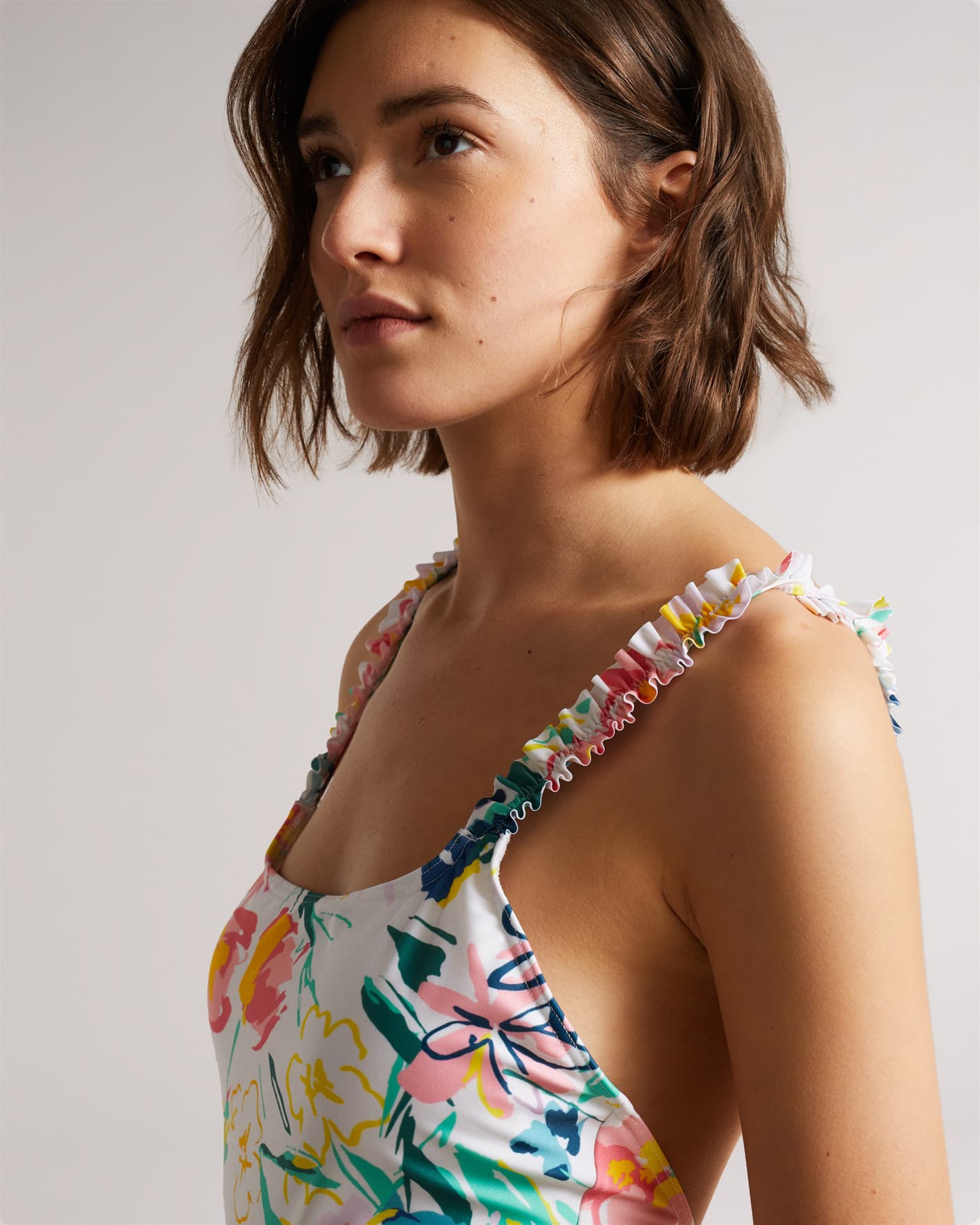 White Floral Printed Swimsuit Ted Baker