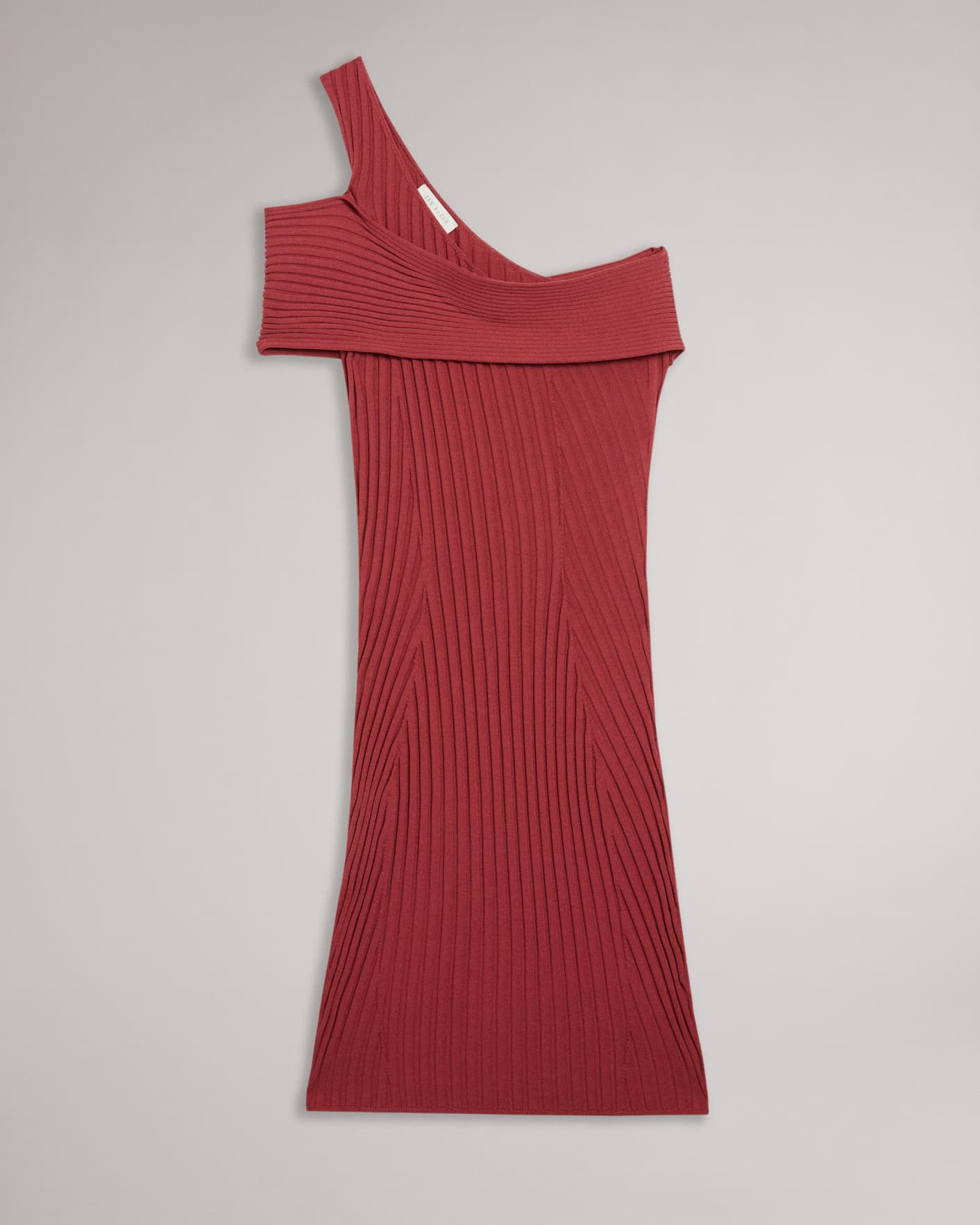 Medium Pink Seam Free Asymmetric Knit Dress Ted Baker