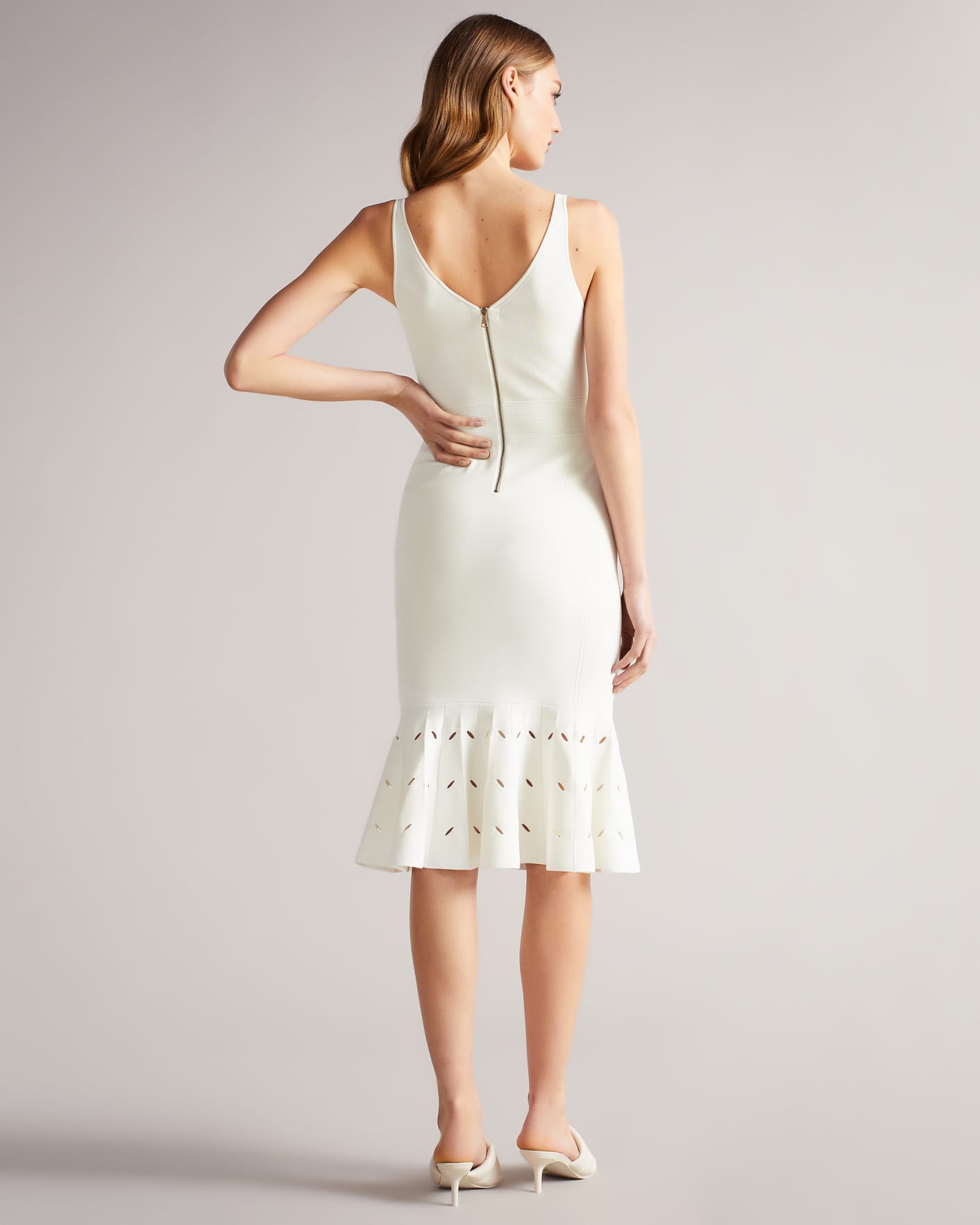 White Panelled Flare Hem Midi Dress Ted Baker