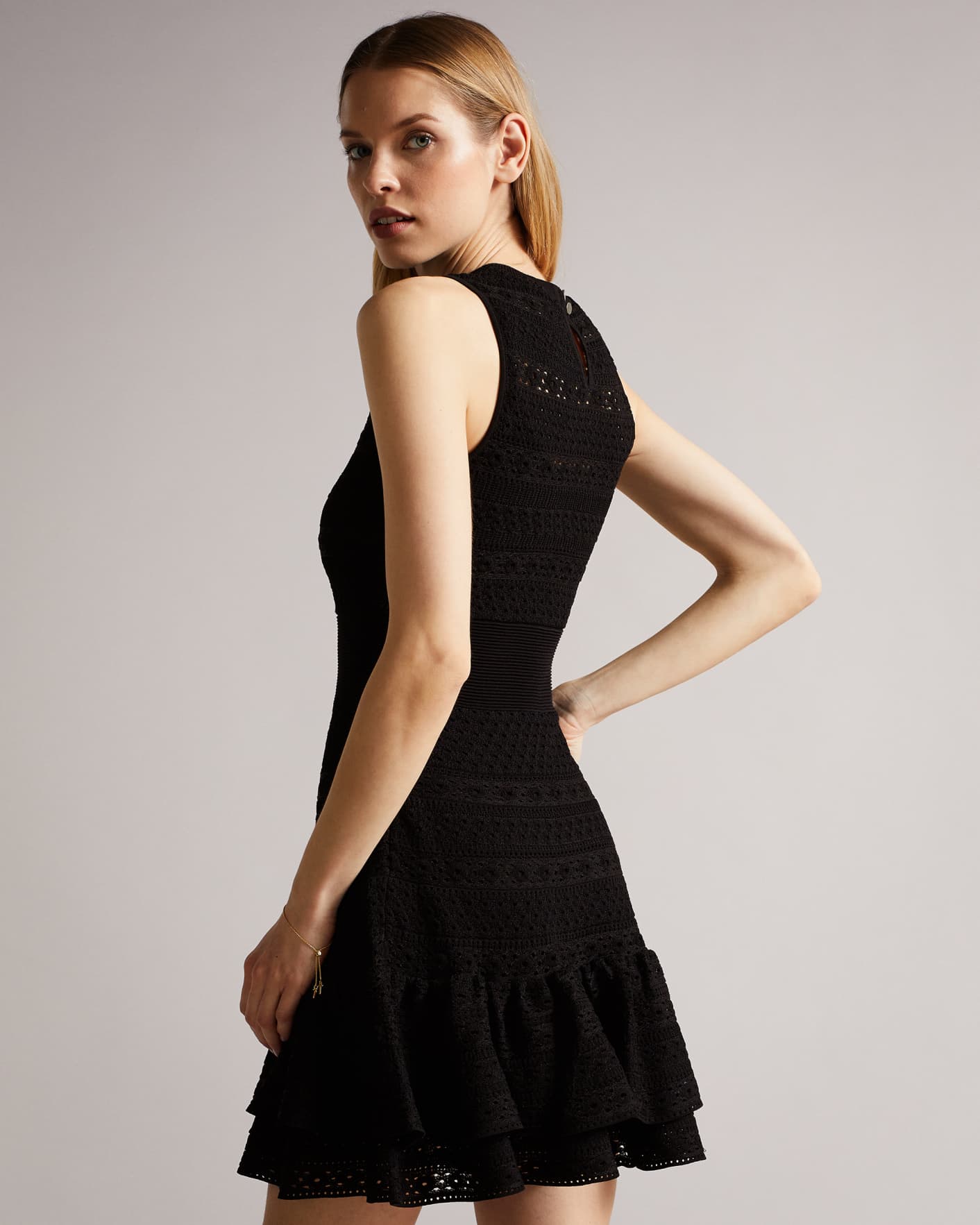 Black Lace Stitch Dress Ted Baker