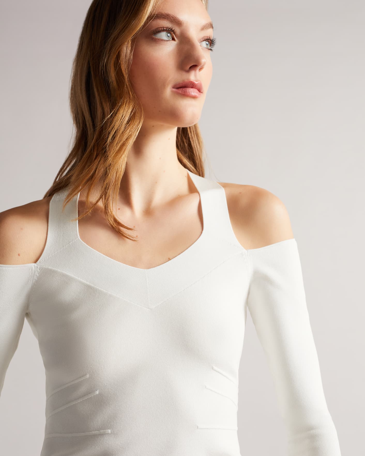 White Full Needle Rayon Knit Top Ted Baker