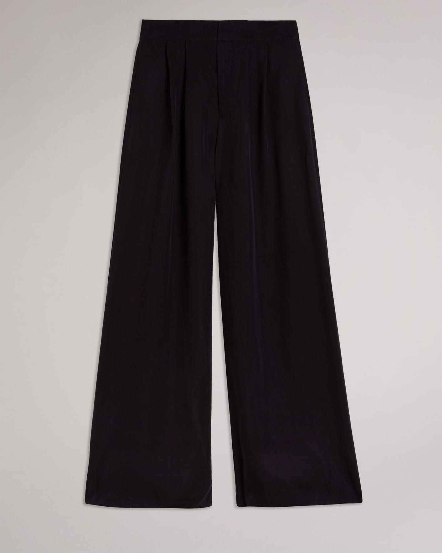 Navy Pleated Wide Flood Length Trousers Ted Baker