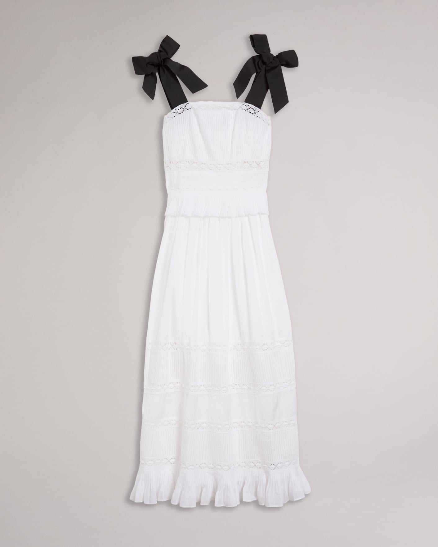 White Midi Dress With Grosgrain Straps Ted Baker