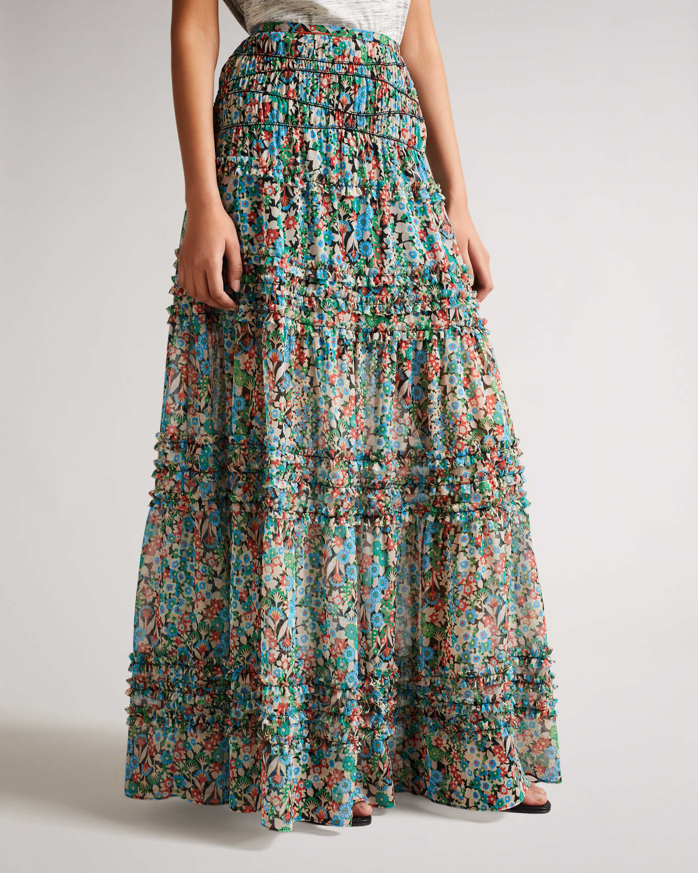Black Tiered Maxi Skirt Ted Baker