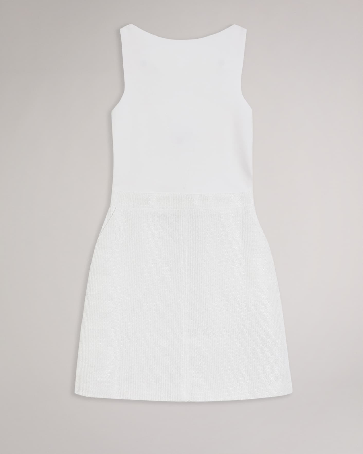 White Dress With Knit Bodice And Tulip Skirt Ted Baker